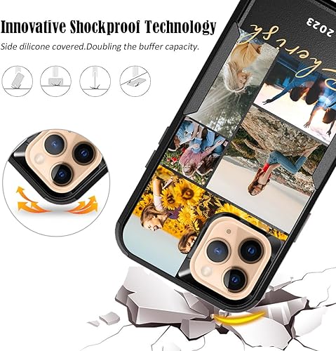 Vista 316 de Funda de fotos personalizada para Apple iPhone 11 Pro Max, patrón de collage a cuadros, personalizado para hacer imágenes en gruesa 3 híbrida Rosa