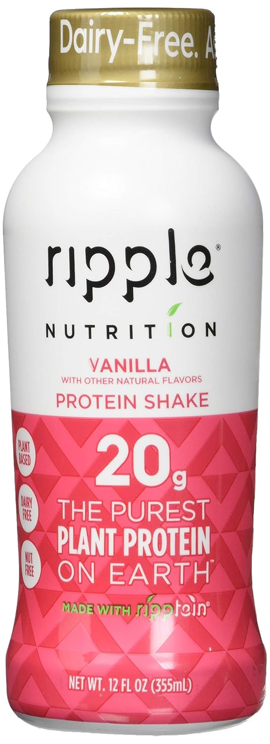 Ripple Vegan Vanilla Protein Shake, 12 Fl oz (Pack of 12