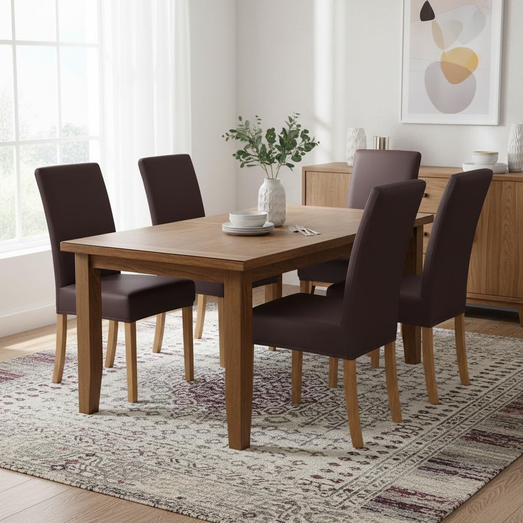impermeabile in pelle sintetica PU elasticizzato sedia da pranzo sedia per proteggere Slipcover (Marrone)