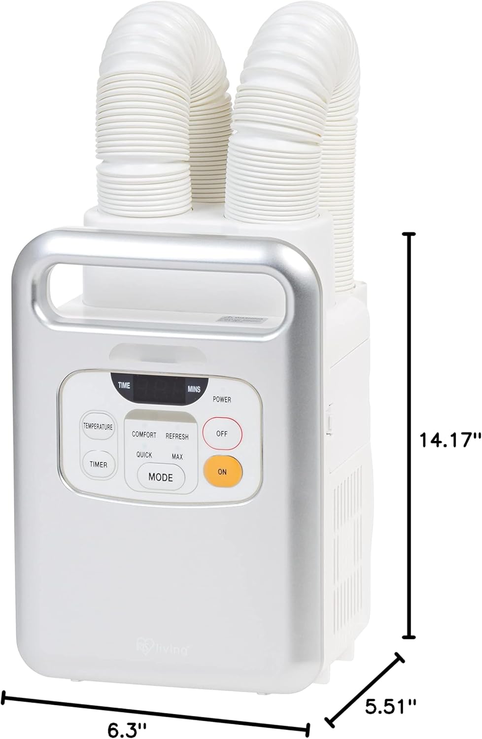 Dimensions of the IRIS USA BLW-C2 Blanket Warmer: 6.3 inches length, 5.51 inches width, 14.17 inches height.