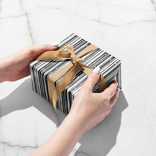 Miniatura 6 de Rollo de papel de regalo, 17 x 120 pulgadas por rollo, 3 diseños diferentes de papel de regalo negro y dorado para hombres, fiestas de cumpleaños de
