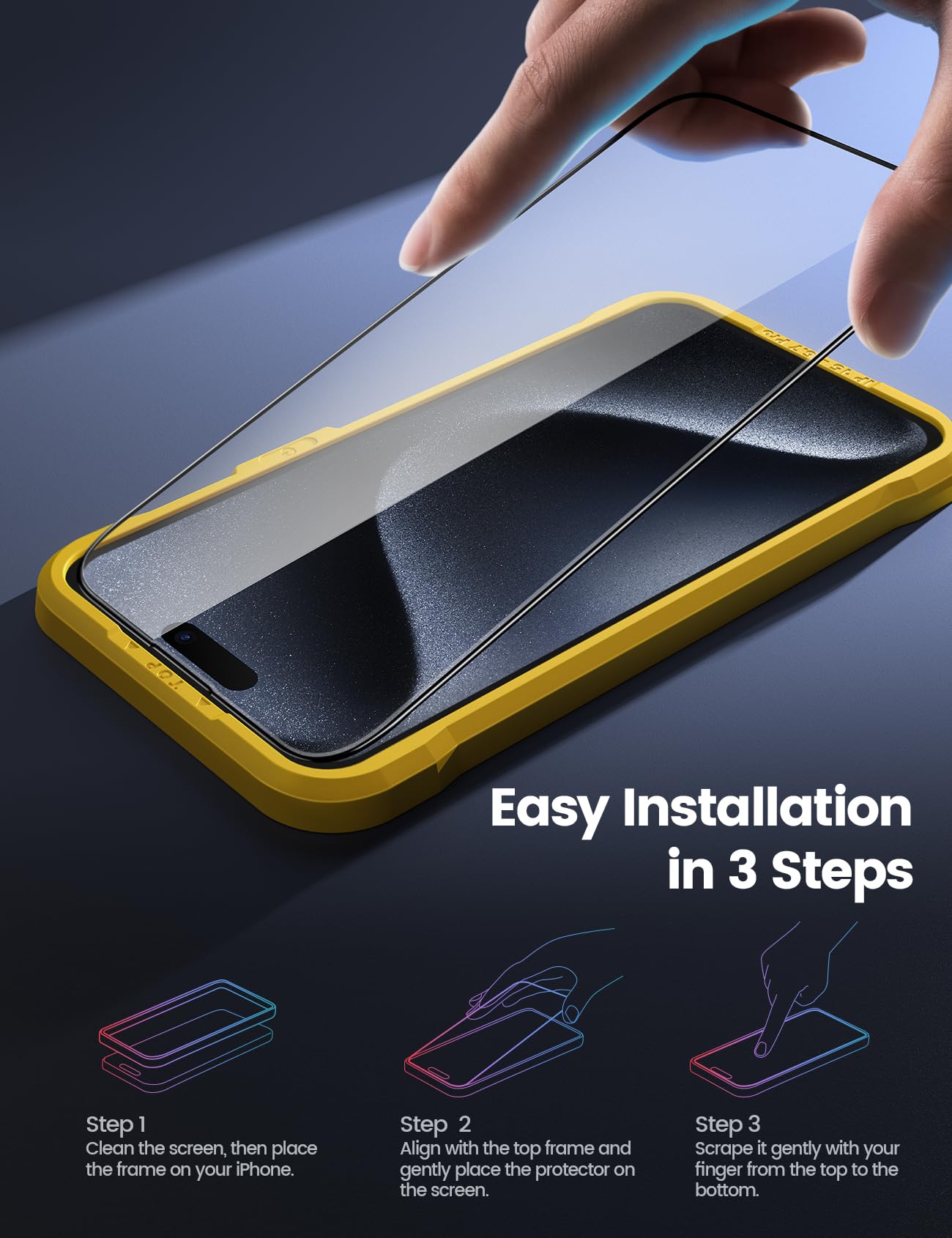 Lamicall Vetro Temperato per iPhone 15 Pro Max, [2 Pezzi] Pellicola Protezione Schermo Anti-Graffio, Durezza 9H, Anti-impronte, Ultra Trasparente, Senza Bolle, con Strumenti di Installazione Facile