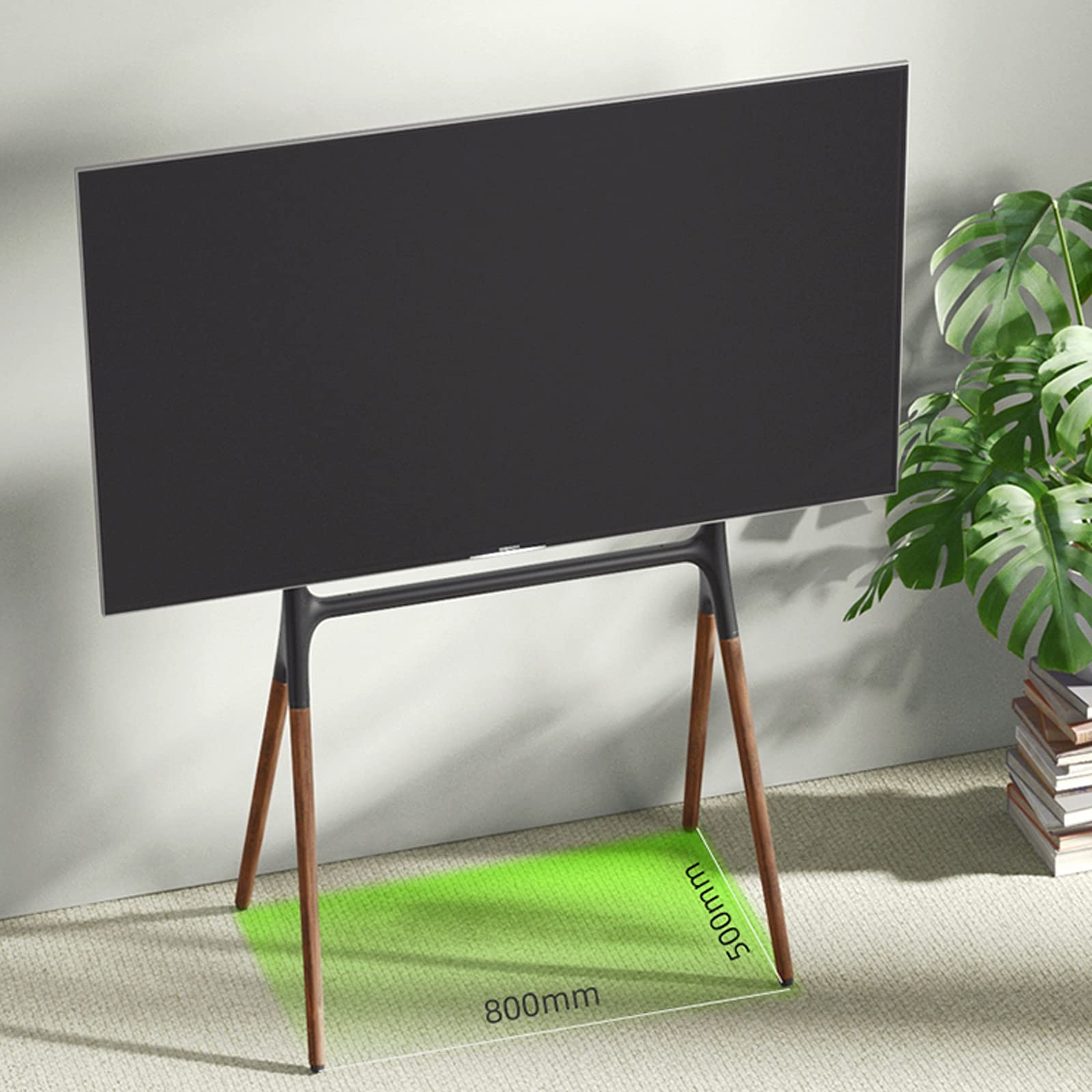 Supporto per TV Stand da terra TV Creativo Stand artistico in legno Stand Mobile TV Stand for da 49 "a 70" Tvs Robusta Base in legno Robusto Basamento universale TOP TELA STANDS con corda di sicurezza