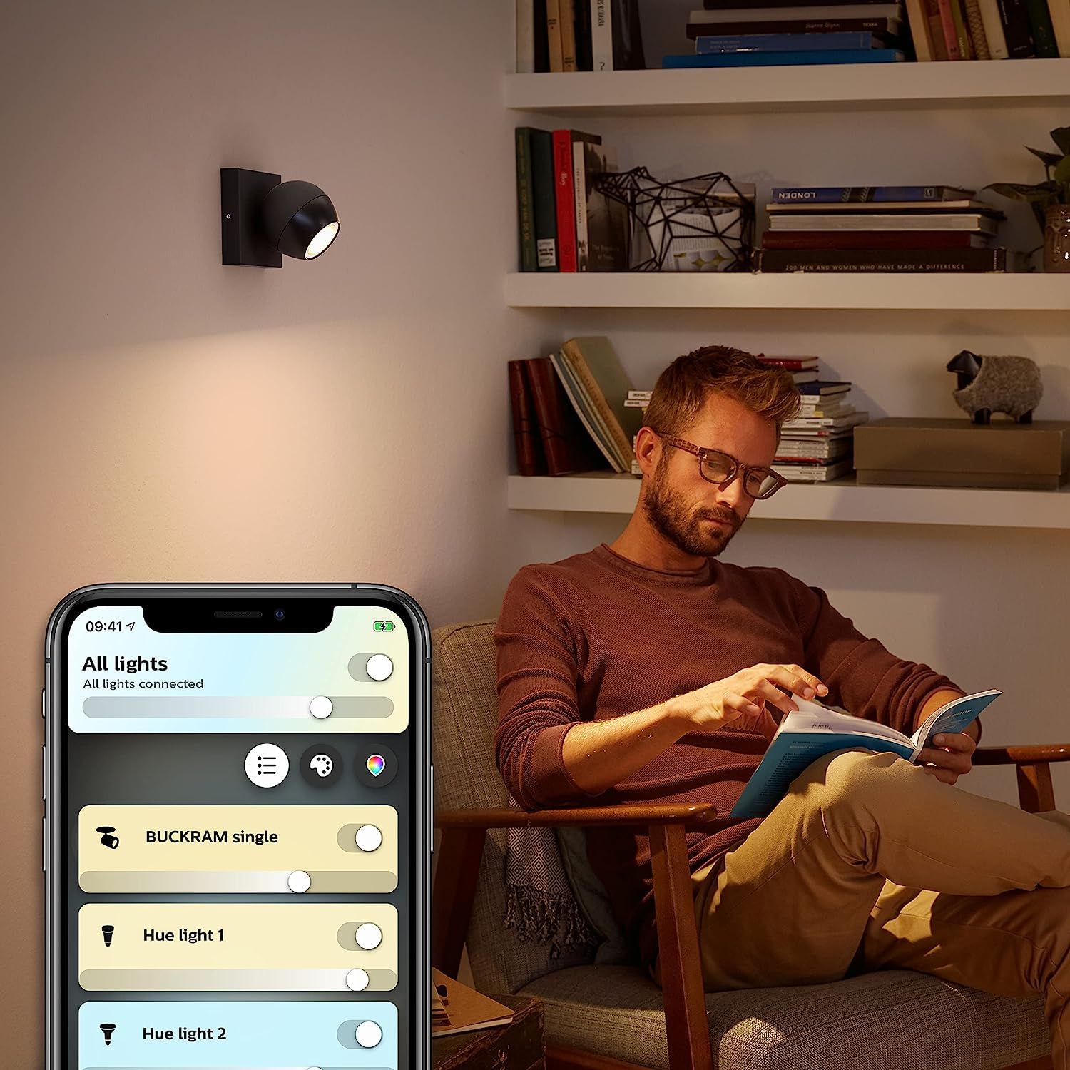 Philips Hue – Foco led inteligente Philips Hue Buckram, Luz Blanca Cálida a Fría, Compatible con Alexa y Google Home, Color Negro