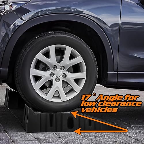 Miniatura 4 de M-AUTO Juego de 2 rampas universales para vehículos con inclinación de 2 etapas, capacidad de elevación de 2.5 toneladas (5000 libras), rampa