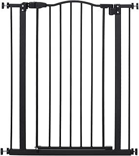 PawHut Pressure Fit Dog Stair Gate No Drilling Safety Gate Auto Close for Doorways, Hallways, 74-80cm Adjustable, 94cm Tall, Black