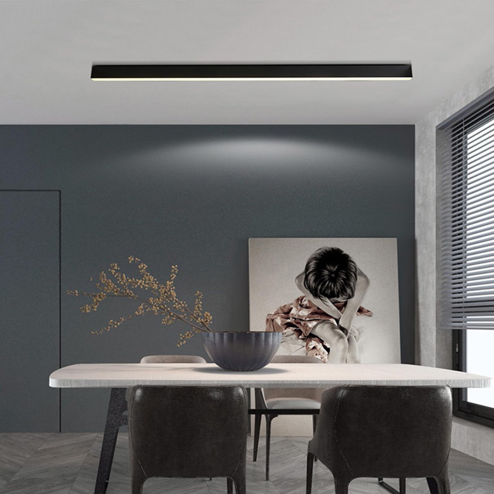 Lámpara rectangular de techo LED para iluminar cocinas oscuras con estilo 8