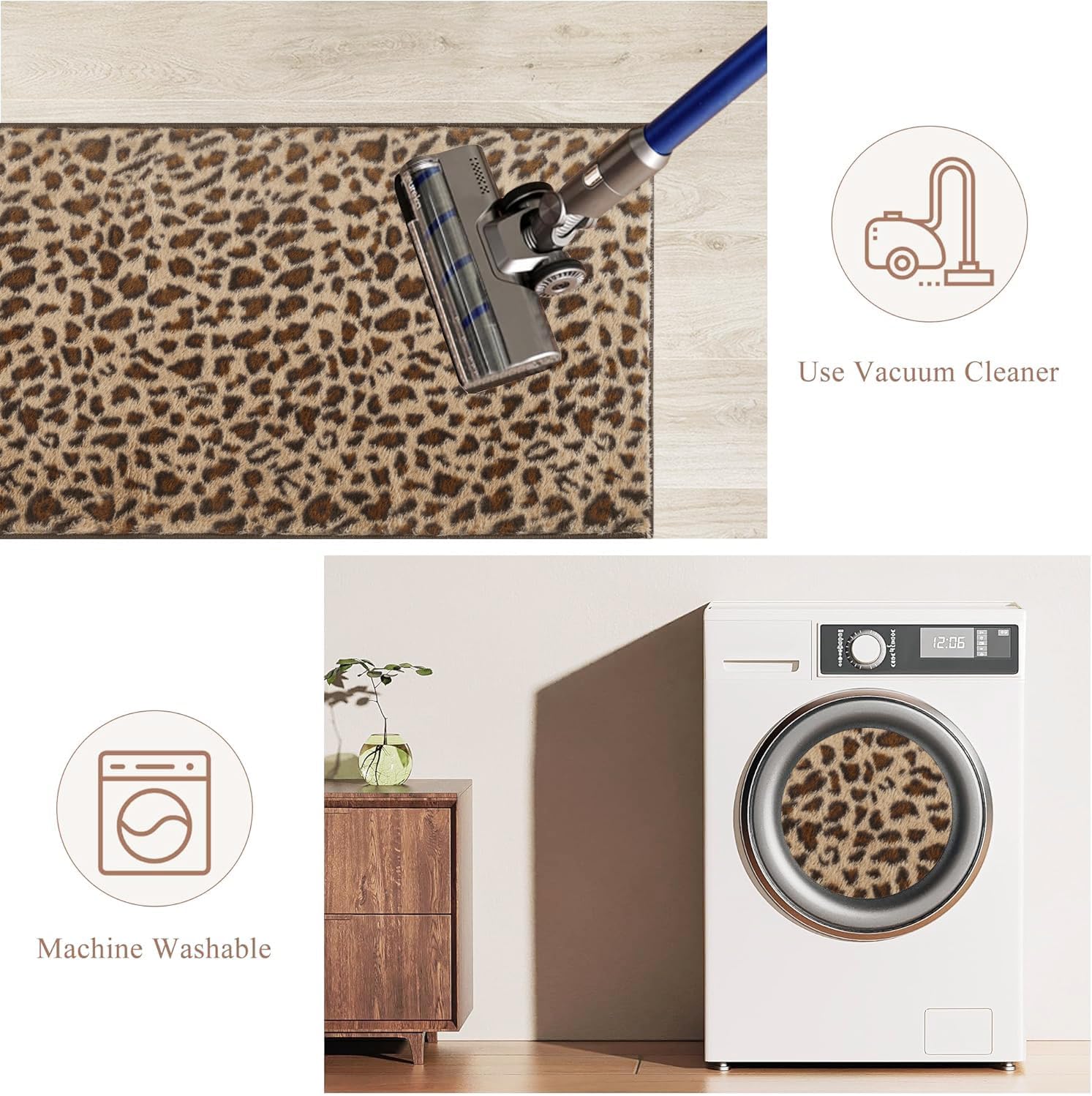 Leopard Print Runner Rug for Hallway Washable Rugs 2x6 Cheetah Fluffy Rug Non Slip Kitchen Rugs Laundry Room Rug Bathroom Mat Soft Floor Carpet Runners for Bedroom Entryway Home Decor