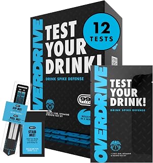 Drink Spiking Test Kit 2.0 – Overdrive Defense 12 Pack – 99% Accuracy Beverage Safety Test – Fast Results in 5 Minutes – Easy to Use, Portable Protection Tool, Bar Essential
