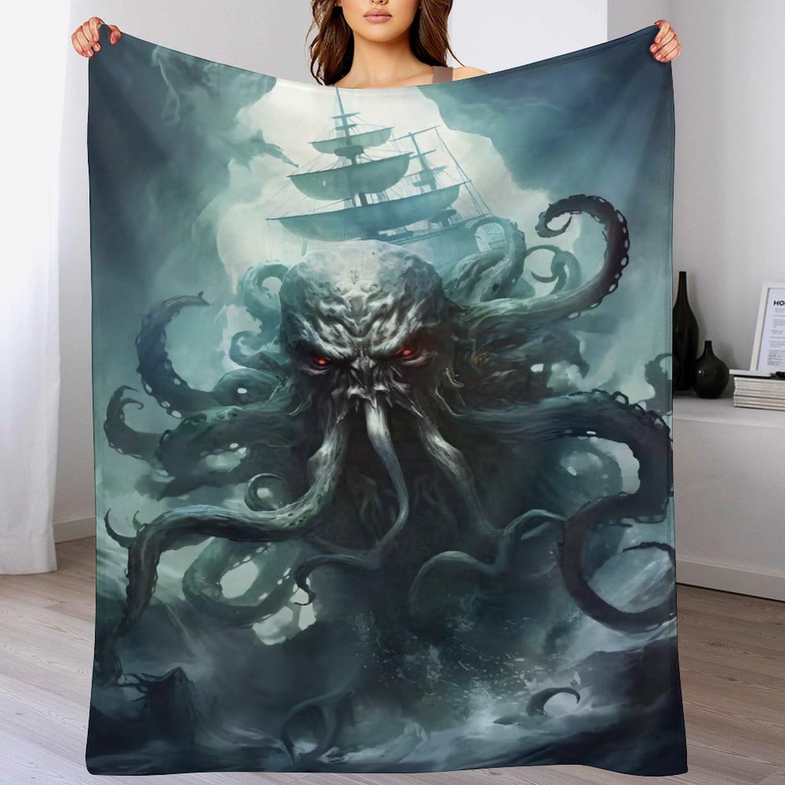 Manta de franela suave de pulpo para dormitorio juvenil y tardes de sofa en invierno