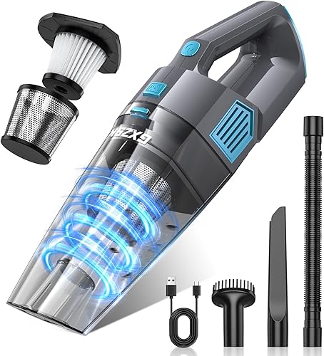 Aspiradora de mano inalámbrica, 15000 PA de succión fuerte aspiradora de mano recargable, aspiradora de mano portátil con múltiples boquillas y