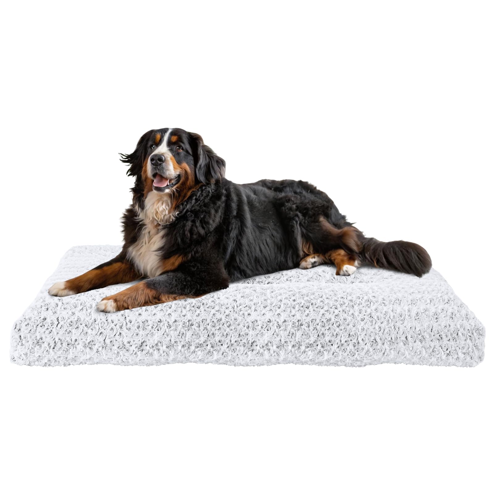 Homaxy Cama para perros grandes, mullida, ergonómica, lavable, con parte inferior antideslizante, para perros grandes, 120 x 74 x 10 cm, color blanco