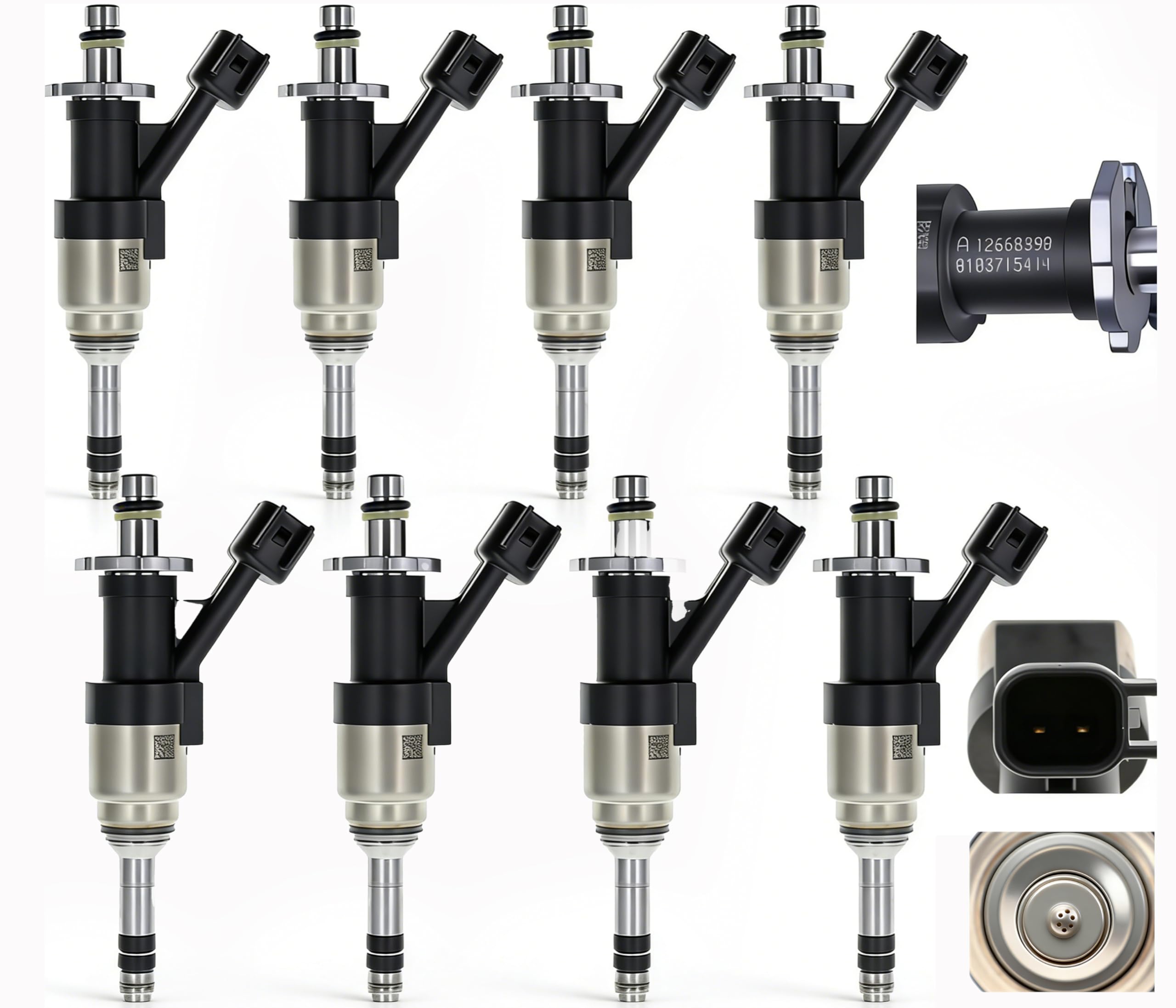 Set Of 8Pcs OEM Fuel Injectors FJ1217 12668390 2014-2018 Replacement For Chevrolet Chevy Silverado 1500 2500 Tahoe Suburban Cheyenne Replacement For GMC GM Yukon XL 5.3L Sierra 1500 V6 4.3L / V8 5.3L
