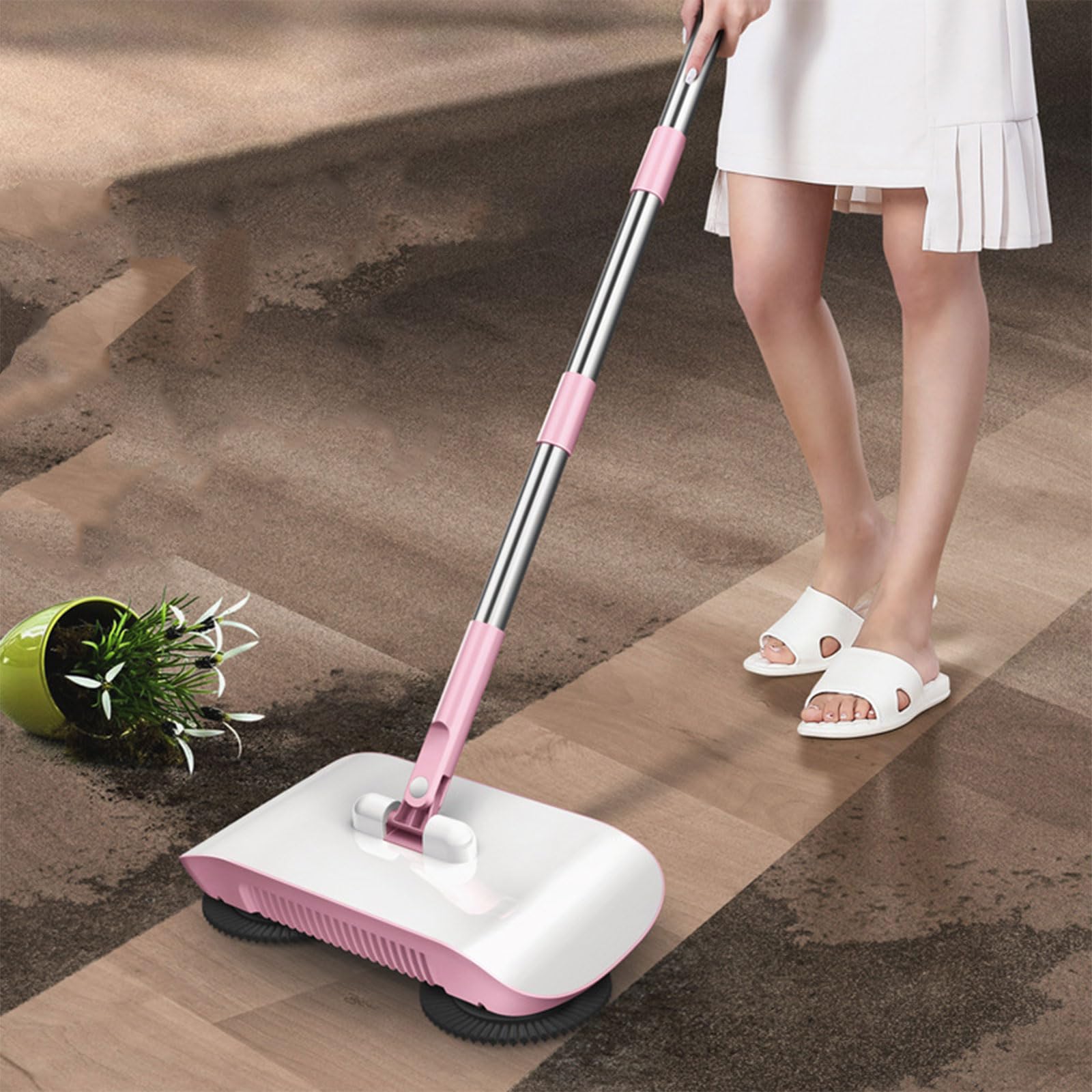 Balayeuse À Main Automatique Balayeuse De 2 en 1 Balai Pelle À Poussière Balayeuse De Nettoyage Domestique Machine De Nettoyage Portable