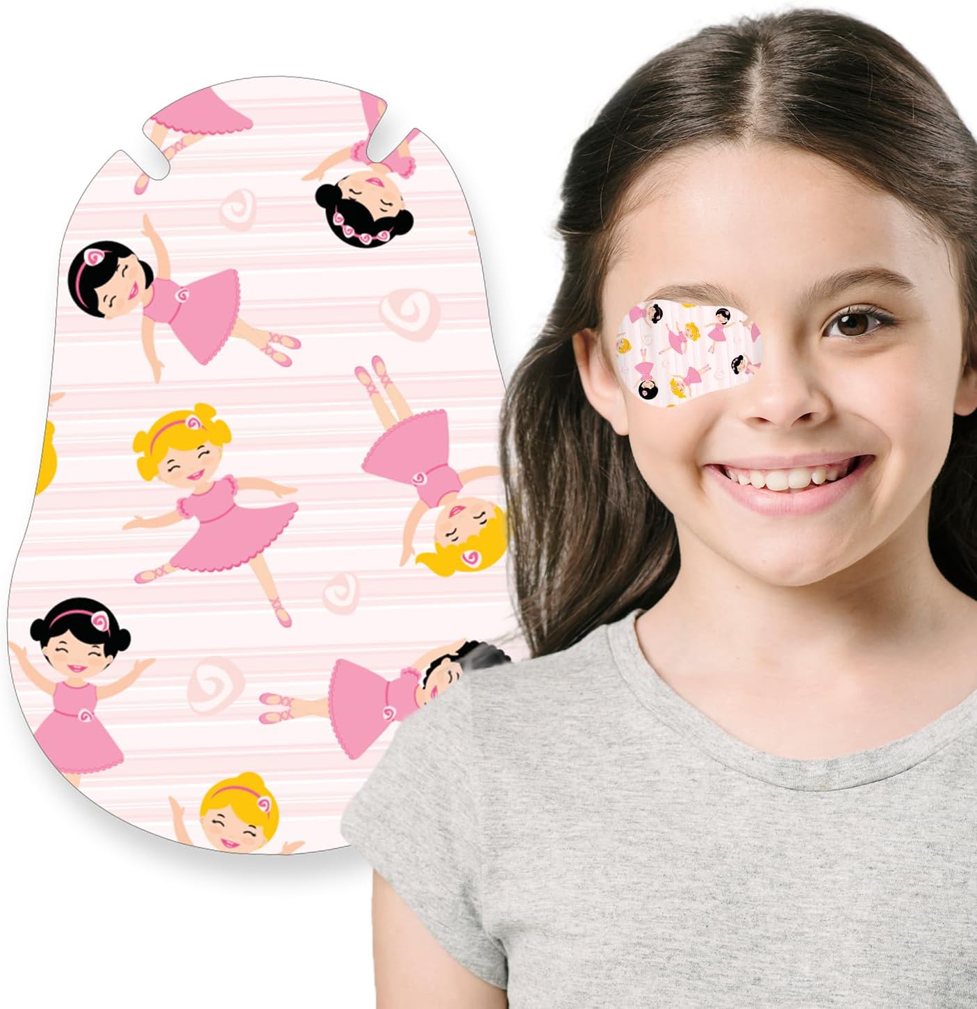 Opthopatch Eye Patches for Kids – 50 Hypoallergenic Standard Adhesive Patches for Lazy Eye & Amblyopia Treatment | Single Design Pack + 2 Reward Charts (Ballerina)