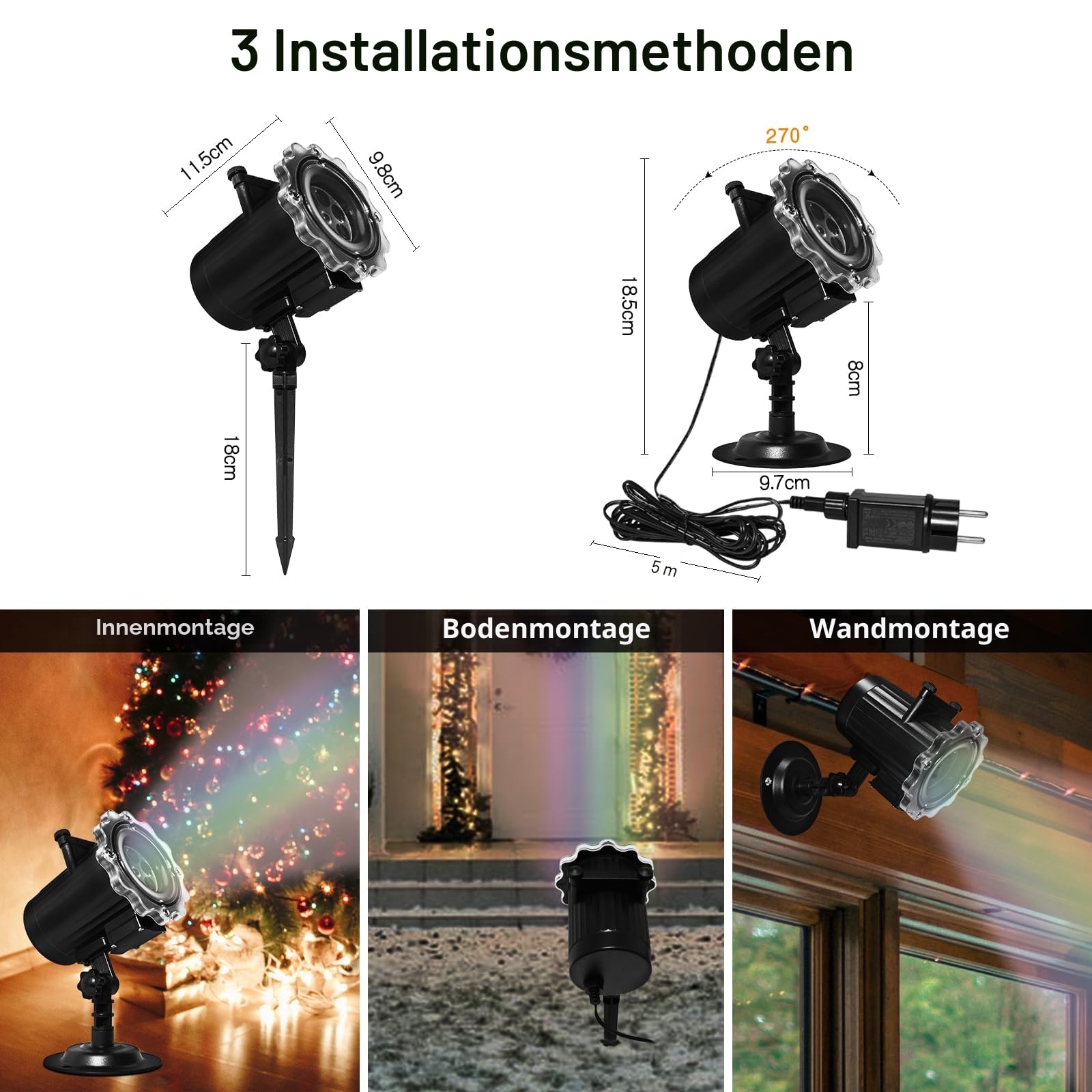 Weihnachtsdeko, Projektor Weihnachten Aussen, 16HD Multi-Festivals Slides LED Led Projektionslampe, Wasserdichte Christmas Lights mit Fernbedienung für Weihnachtsbeleuchtung Außen Innen