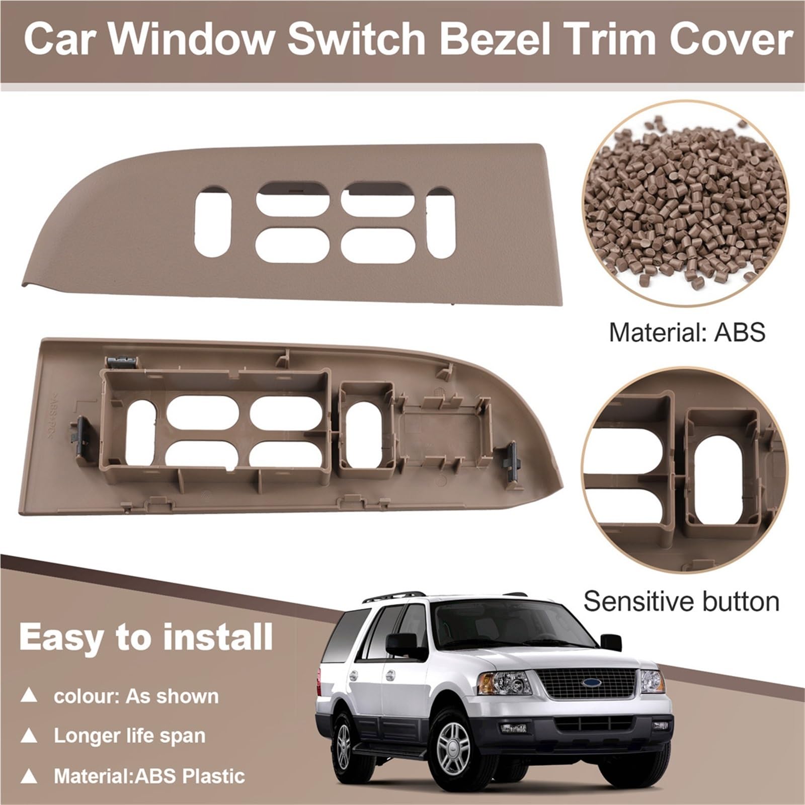 Regulator szyby Przełącznik szyby elektrycznej Samochód Przedni Panel Drzwi Kierowca Strona Szyby Przełącznik Bezel Listwa Ozdobna 4L1Z14525AAA Pasuje Do Ford Expedition 2004-2006 LHD A