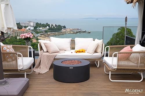 Miniatura 5 de Modeno Mesa de fuego de propano de 34.3 pulgadas, muebles de patio al aire libre, mesa de fuego, hormigón con quemador de acero inoxidable - Venecia