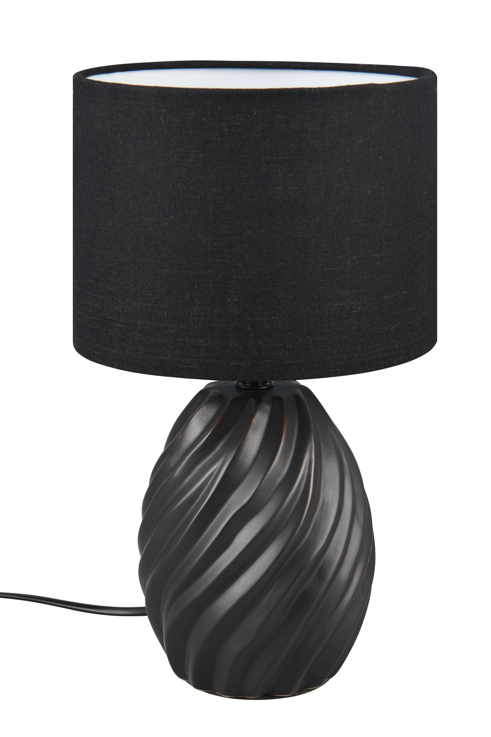 Reality Leuchten Tischleuchte Melva R51771032, Fuß Keramik Schwarz matt, Schirm Stoff Schwarz, exkl. 1x E14