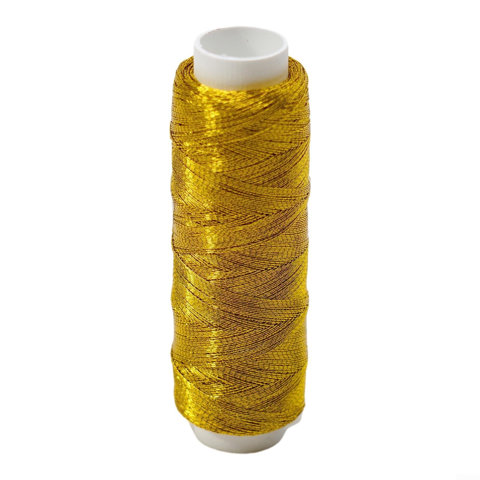 Filo da cucito lucido argento e oro per la realizzazione di cucito e lavori a maglia fai da te, elegante filo metallico lungo 200 metri (1 filo d'oro