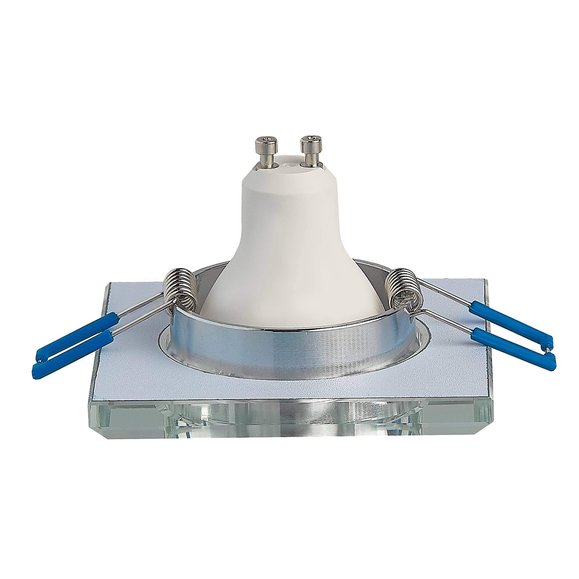 6x LED Einbaustrahler Set 10W dimmbar warmweiß aus Glas 230V - GU10 Einbauleuchte eckig-Verspiegelt 75mm Bohrloch Deckenspot Einbau-Spot Strahler