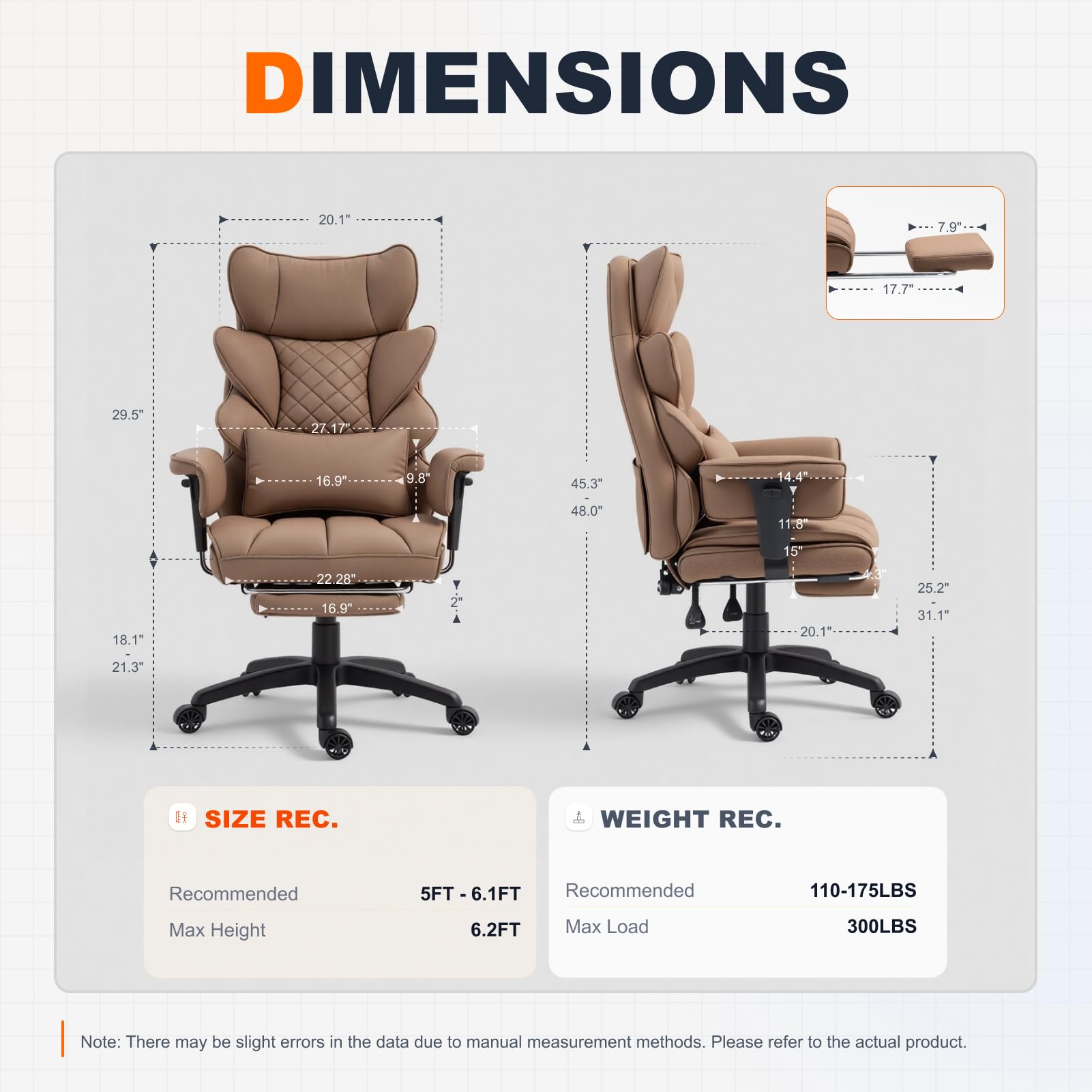 Amazon.com: Dowinx Big and Tall Office Chair with Pocket Spring