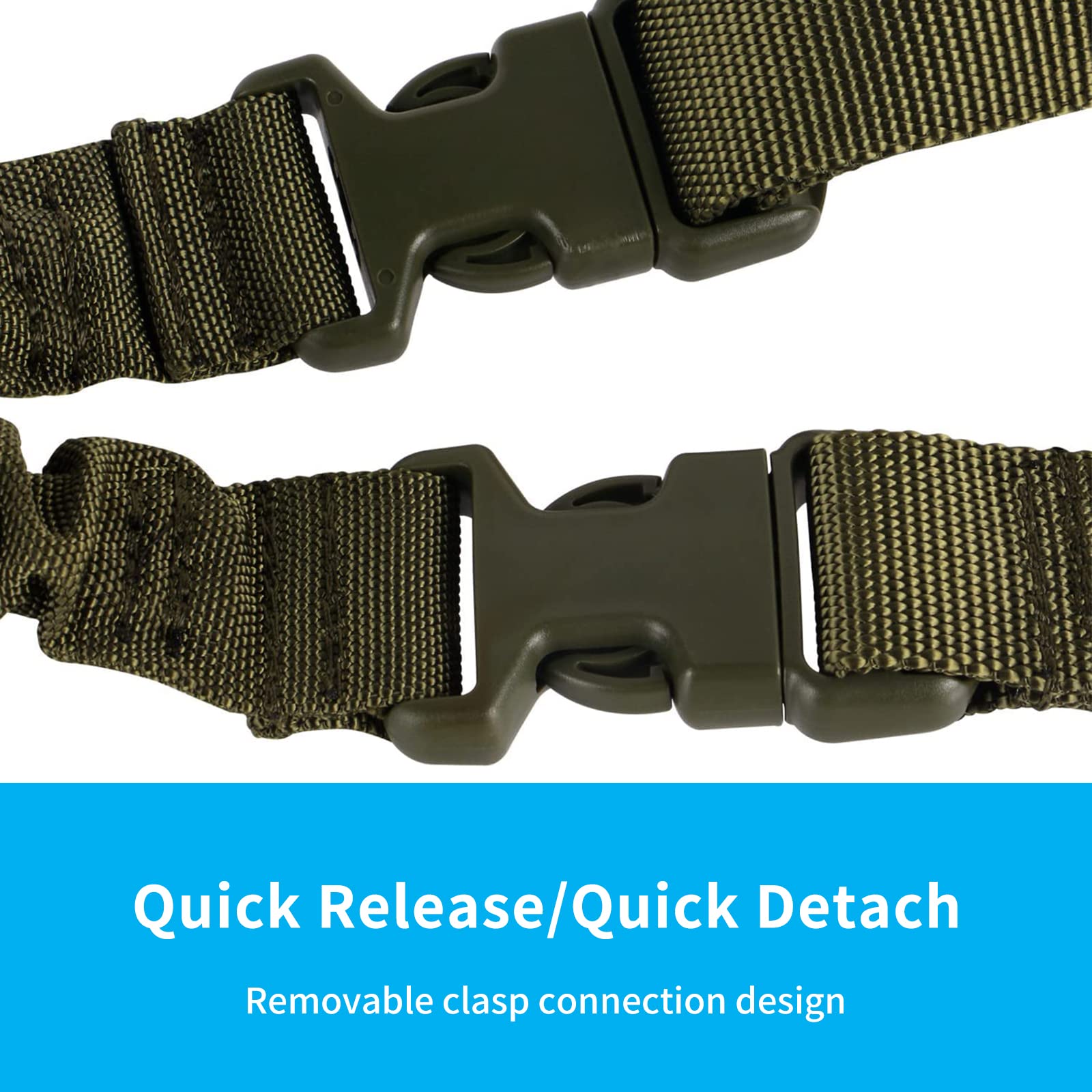 Tactical Single Point Sling Regolazione Rapida della Lunghezza della Cinghia in Nylon Webbing Multi-Uso Durevole con Gancio in Metallo per Sport all'aperto