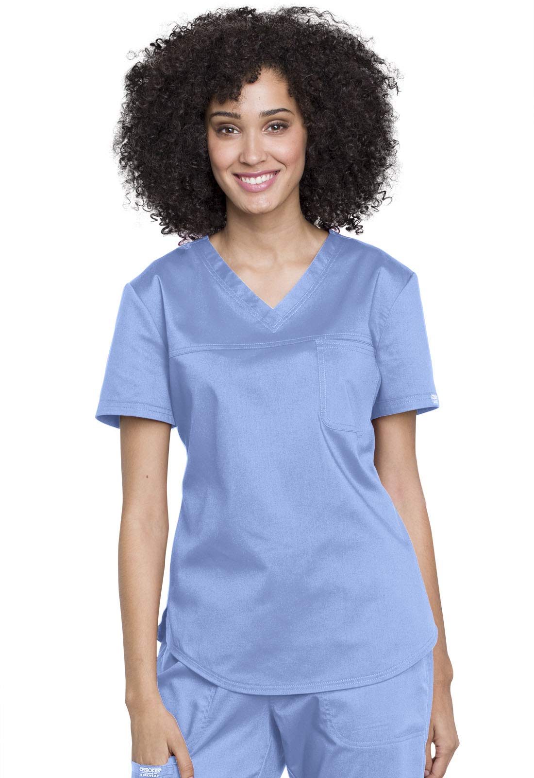Cherokee Scrubs for Women Tuckable V-Neck O.R. Scrub Top with Chest Pocket,Soft Stretch,Easy Care Medical Uniform - WW657