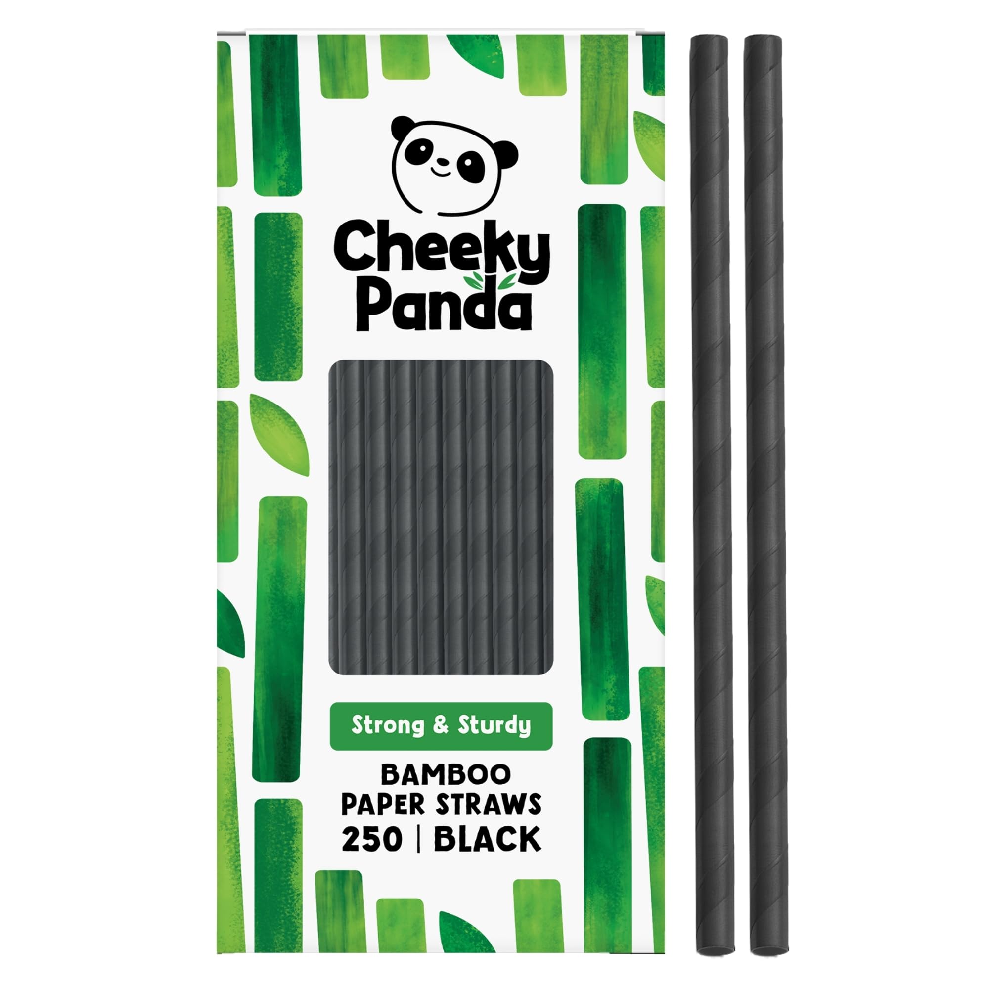 The Cheeky Panda Bamboo Paper Straws | 250 Black Coloured Paper Drinking Straws
