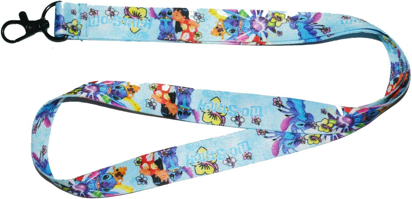 Stitches and lilo Lanyard Keychain Charm ID Holder Rare Colorful Edition