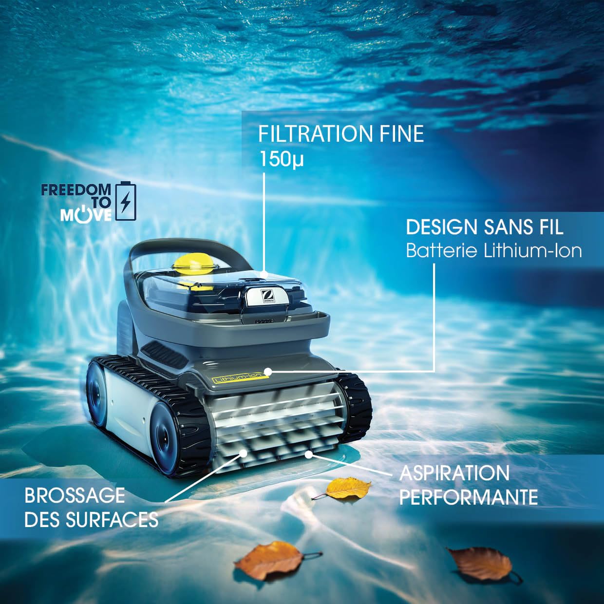 Zodiac Pixel OP32. Robot Nettoyeur de Fond sans Câble. Piscines jusqu'à 32m²