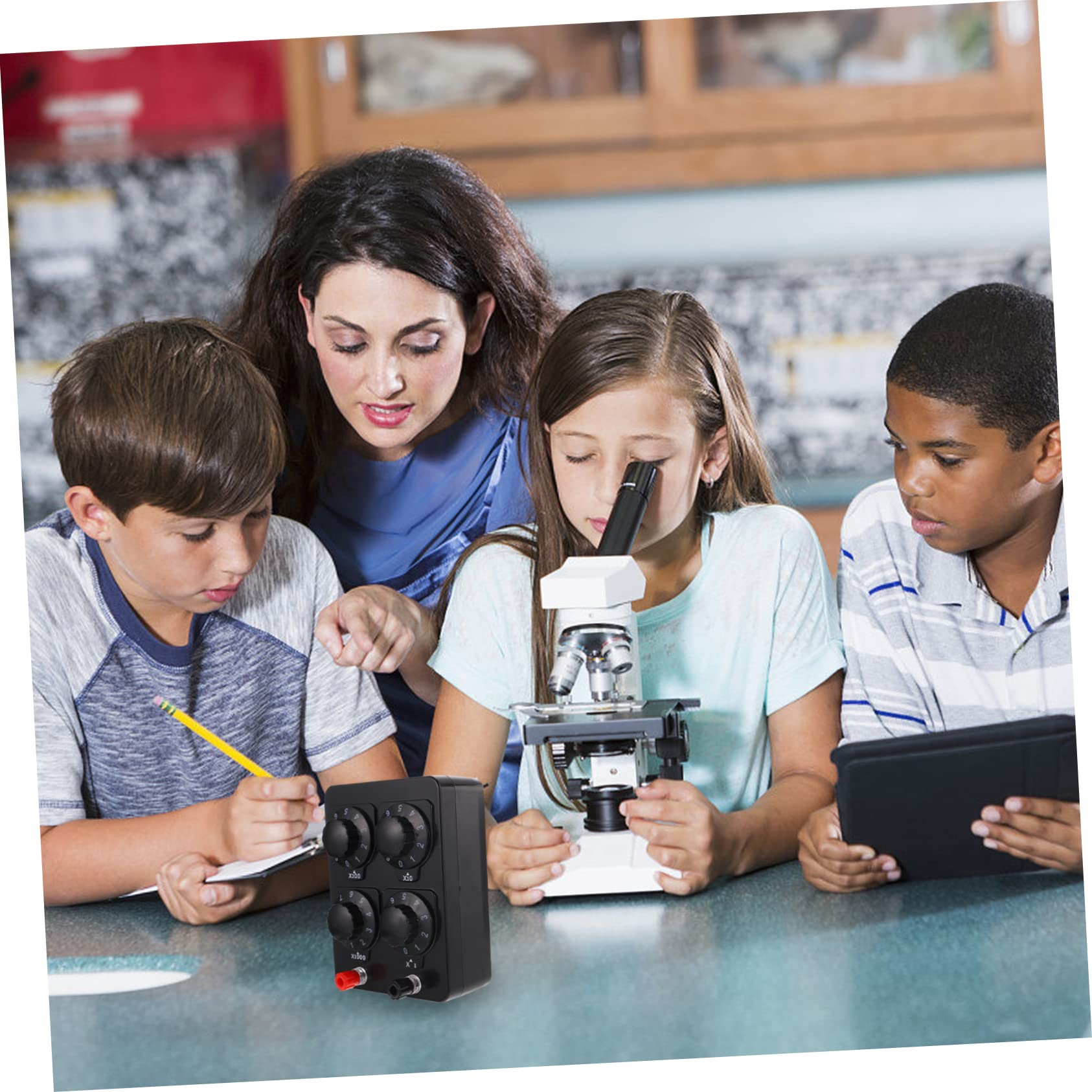Boîte de Résistance Physique Variable 0-9999 Ohm Portable en Plastique Légère pour Expériences Scolaires et Mesures Électriques Précises