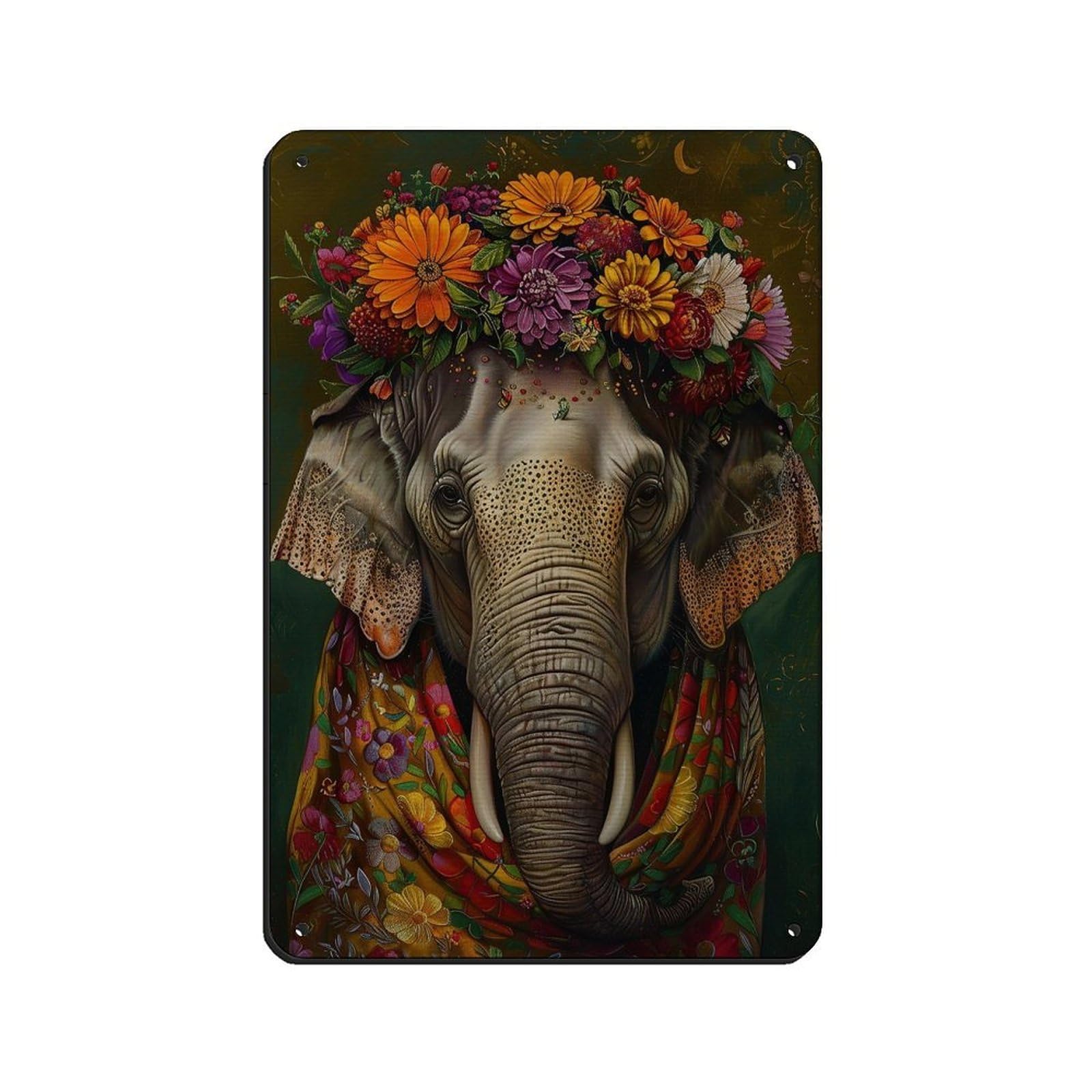 Matisse Floral Elephant Poster Tin Sign Vintage Metal Pub Club Cafe Bar Home Wall Art Decoration Poster Retro 8x12inch(20x30cm)