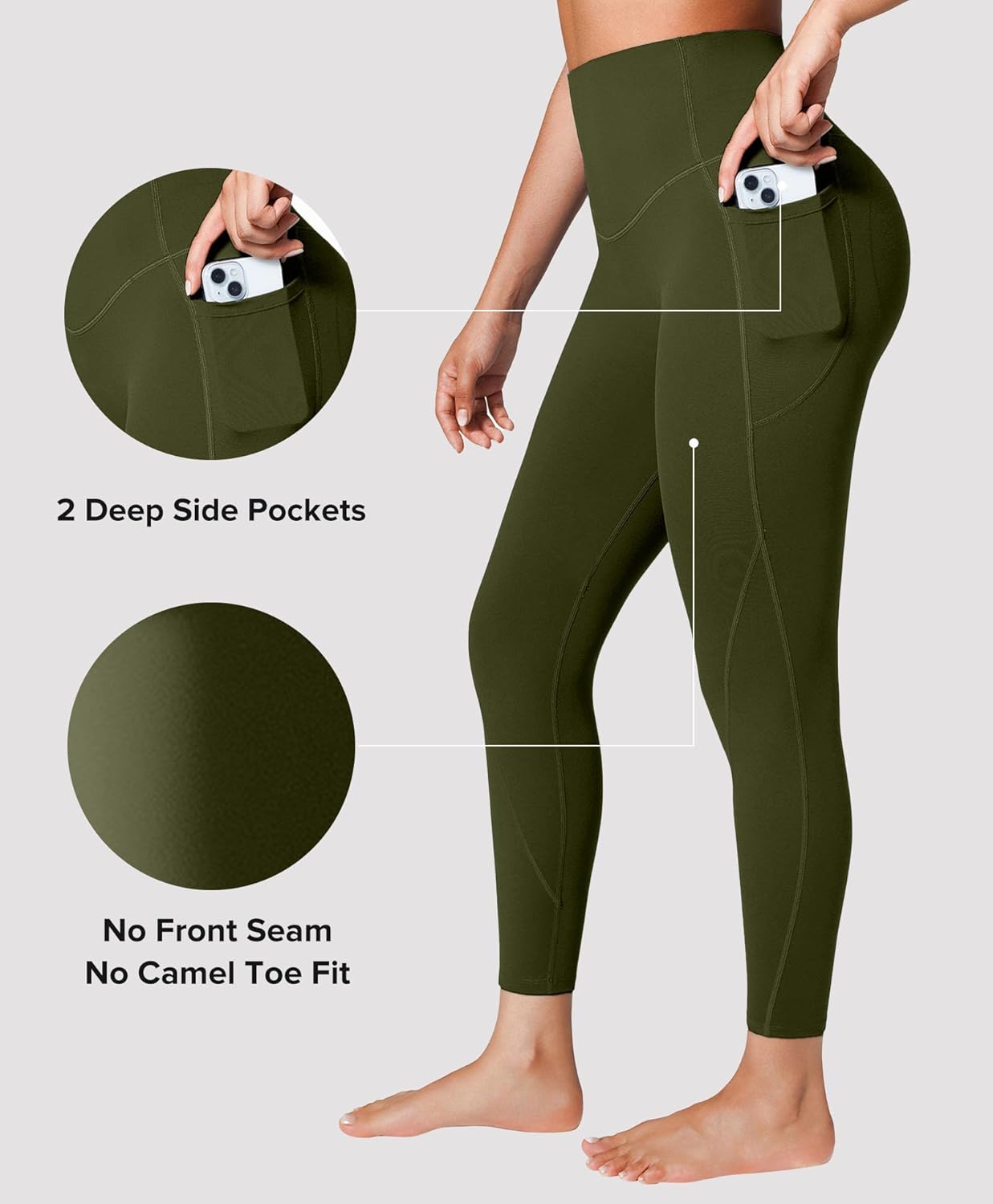 BRXL Butt Lifting Workout Leggings for Women Tummy Control Pockets 7/8 Length 25" No Front Seam High Waist Gym - Image 6