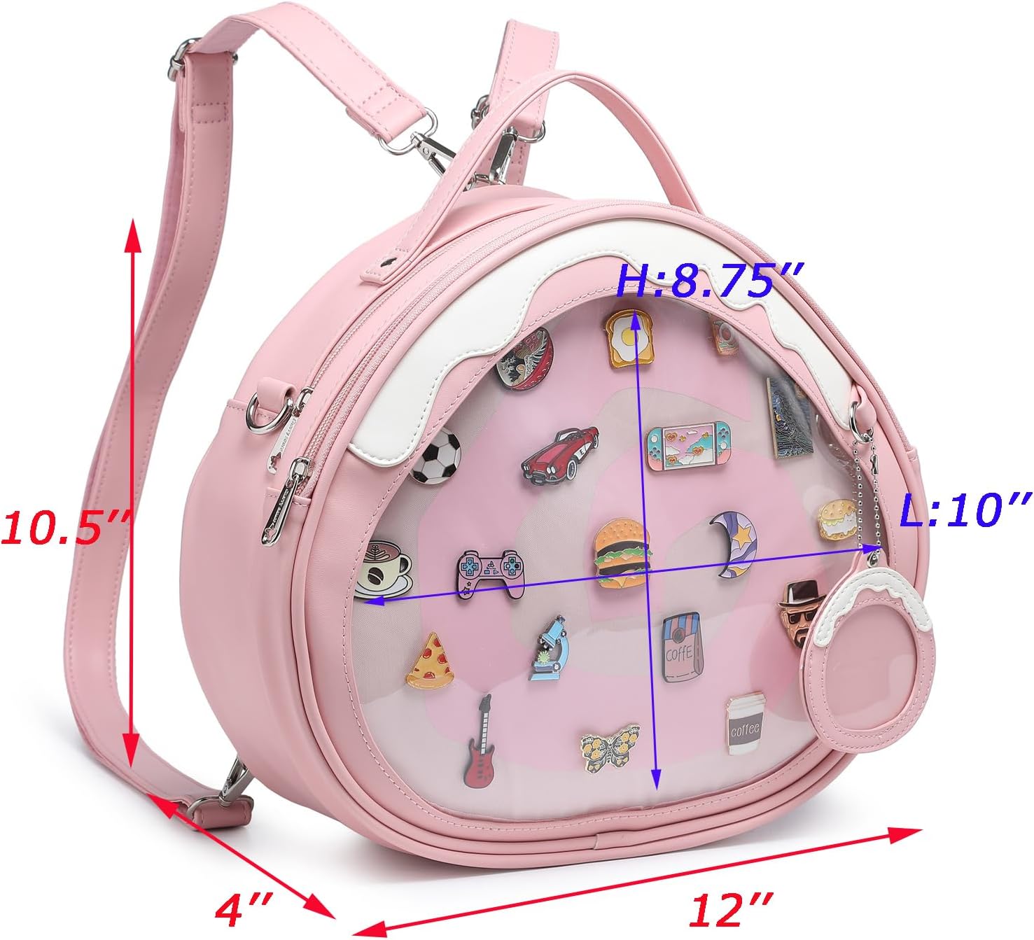 CHERRY SAUCE Ita Bag Multi-Purpose Backpack Crossbody Satchel Purse Kawaii Pin Display