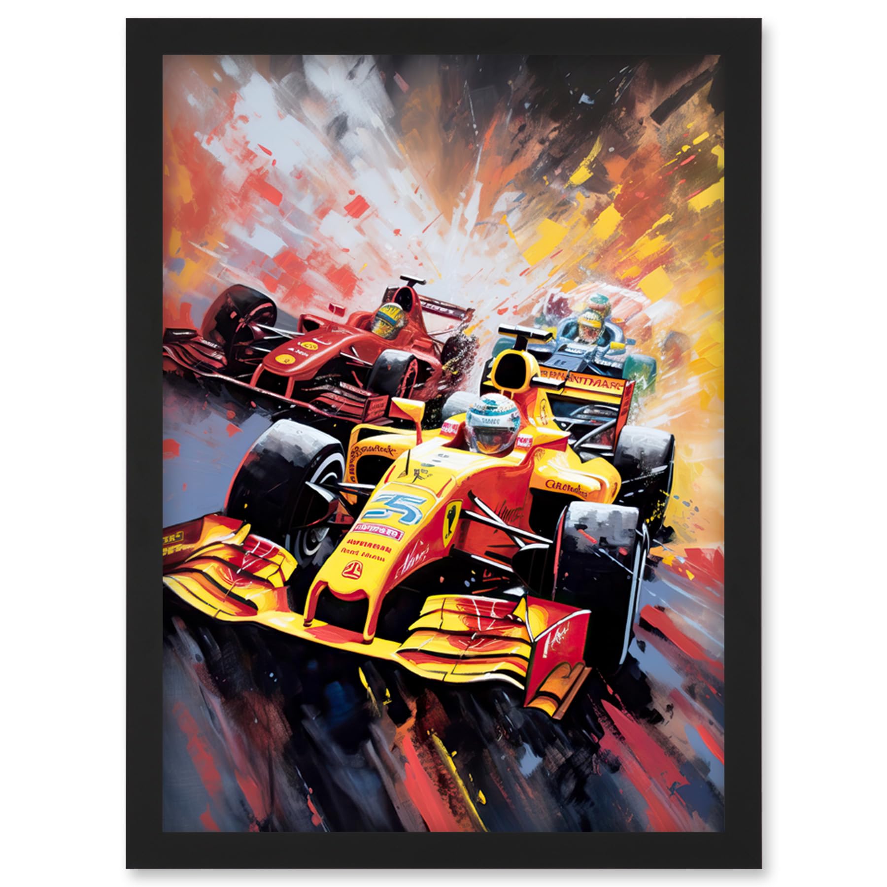 Artery8 Grand Prix Championship Cars Racing On Track Wall Art PrintA4 Size from B&Q