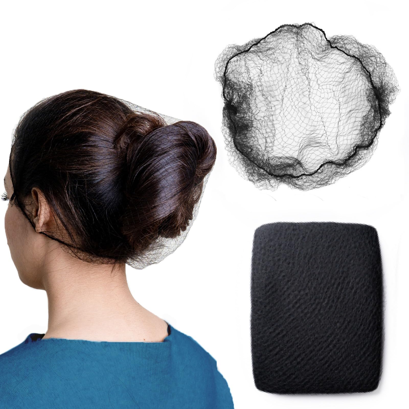 ZefeqCo Hair Net - 100Pcs 24 inches Invisible Nylon Hair Nets for Women and Men - Perfect for Hair Bun, Sleeping, & Kitchen Food Service Black, Black, Black, Standard