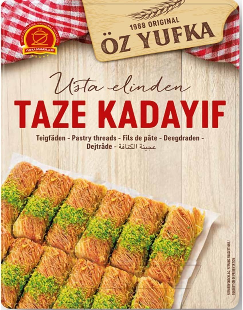 Frisch Teigfäden Engelshaar Kataifi Kadayif Shredded Fillo Teig Gebäck Kadaifi Fäden Taze Kadayif für Dubai-Schokolade 400 g 4er-Pack