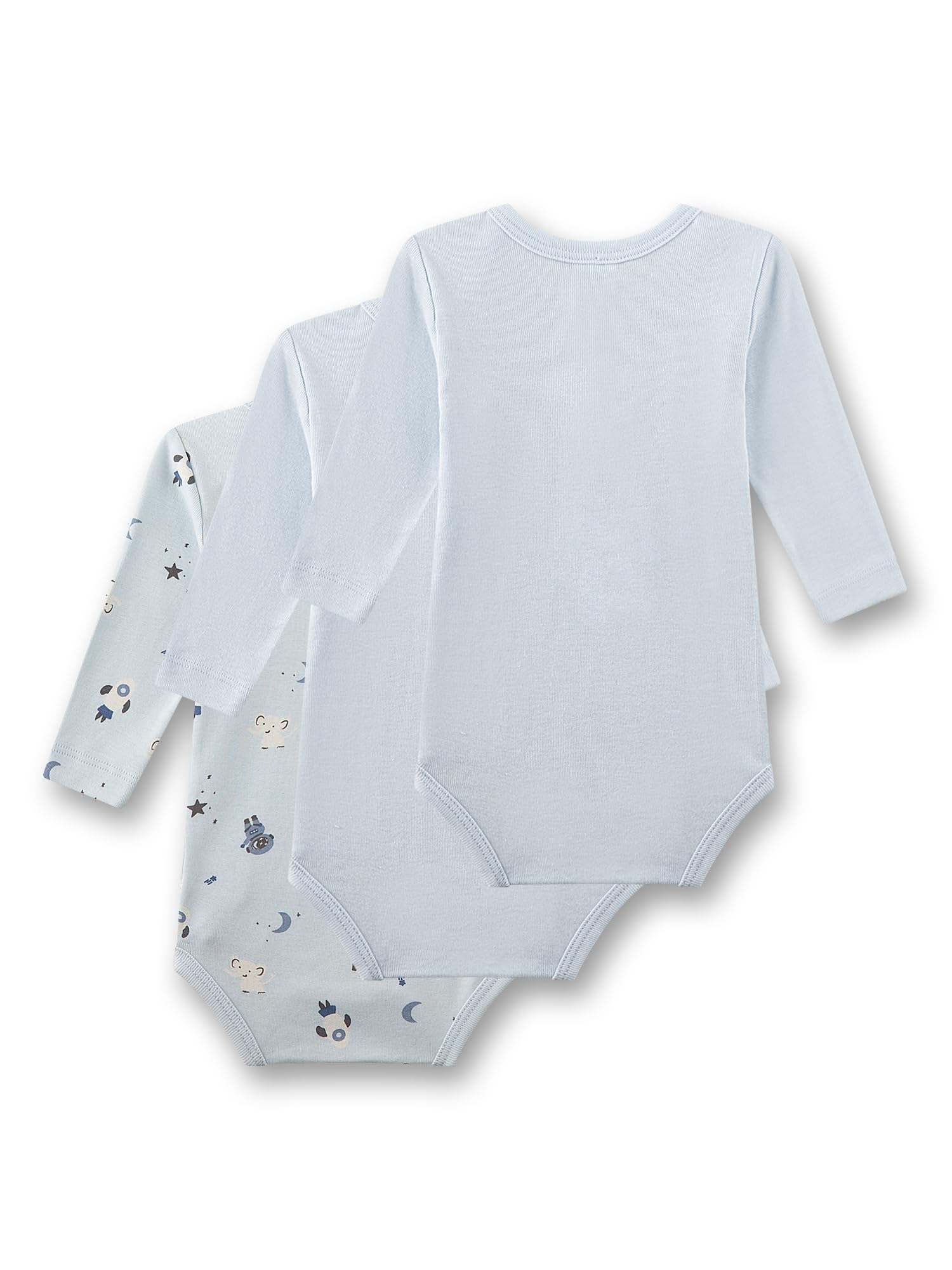 Sanetta Body per neonato a maniche lunghe, azzurro, a maniche lunghe, morbido, delicato sulla pelle, set da 3 pezzi