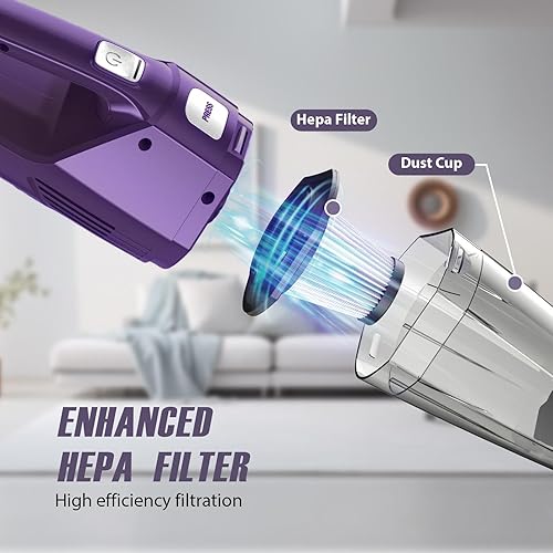 Miniatura 2 de Aspiradora de mano inalámbrica, portátil inalámbrica con potente succiónmúltiples accesorios, mini aspiradora de mano ligera de bajo ruido