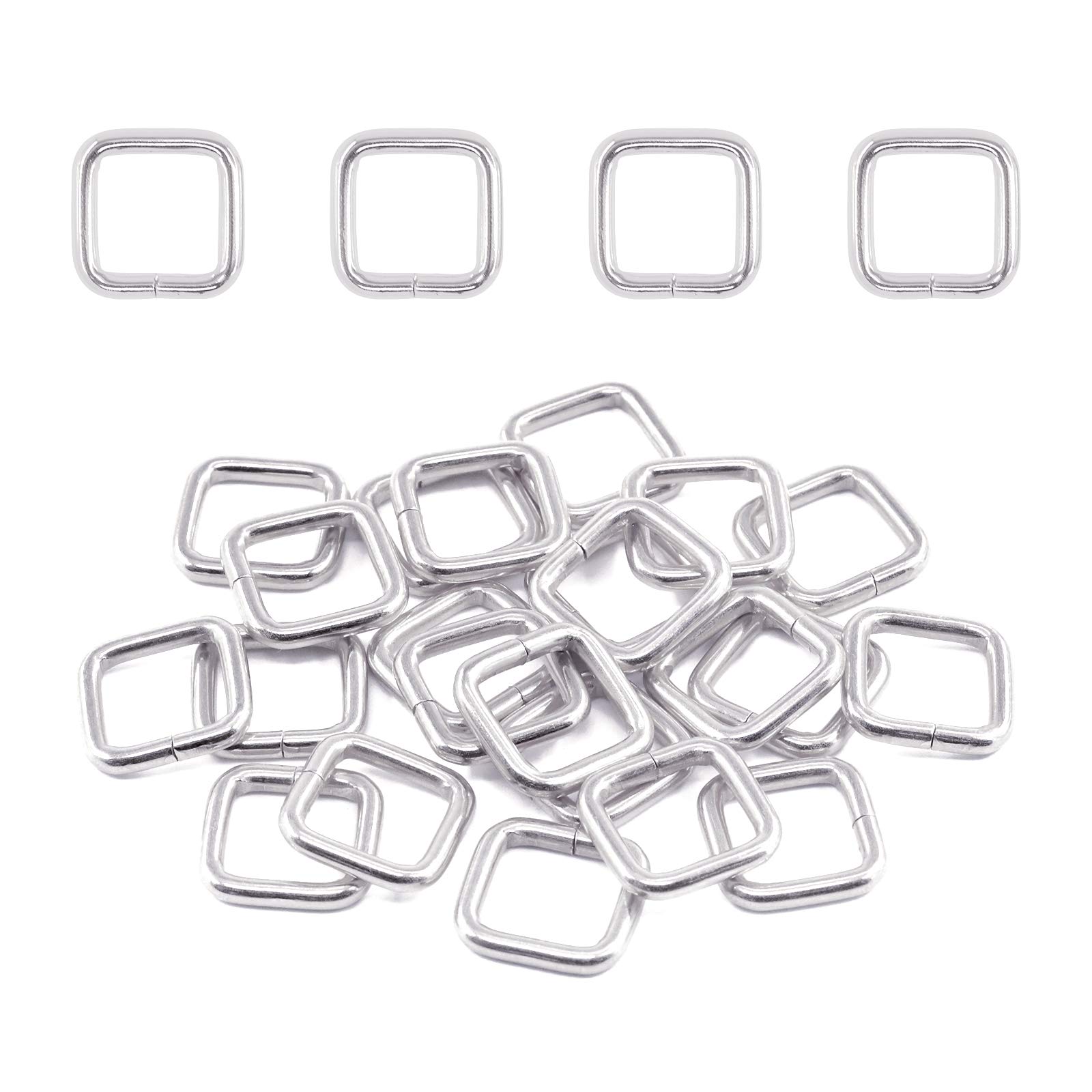 Swpeet 60Pcs 1/2 Inch - 13mm Sliver Metal Rectangle Ring, Webbing Belts Buckle Metal Rings for for Belt Bags DIY Accessories Keychains Belts and Dog