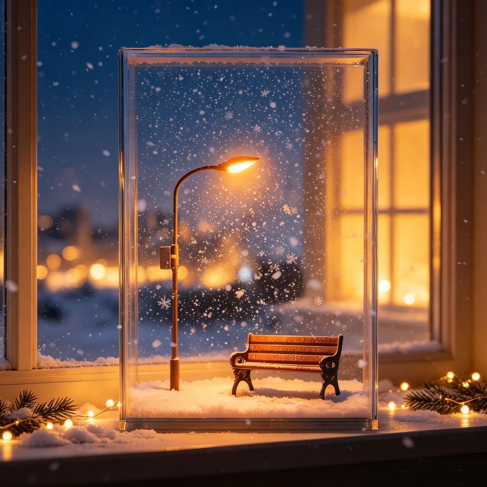 The Snow Lamp, Street Flowing Lamp, Christmas Snow Scene Light, DIY Scenery Night Light, Winter Village Table Lamp with Realistic Snowflakes, Festive Gift for Kids & Adults (A-2pcs)