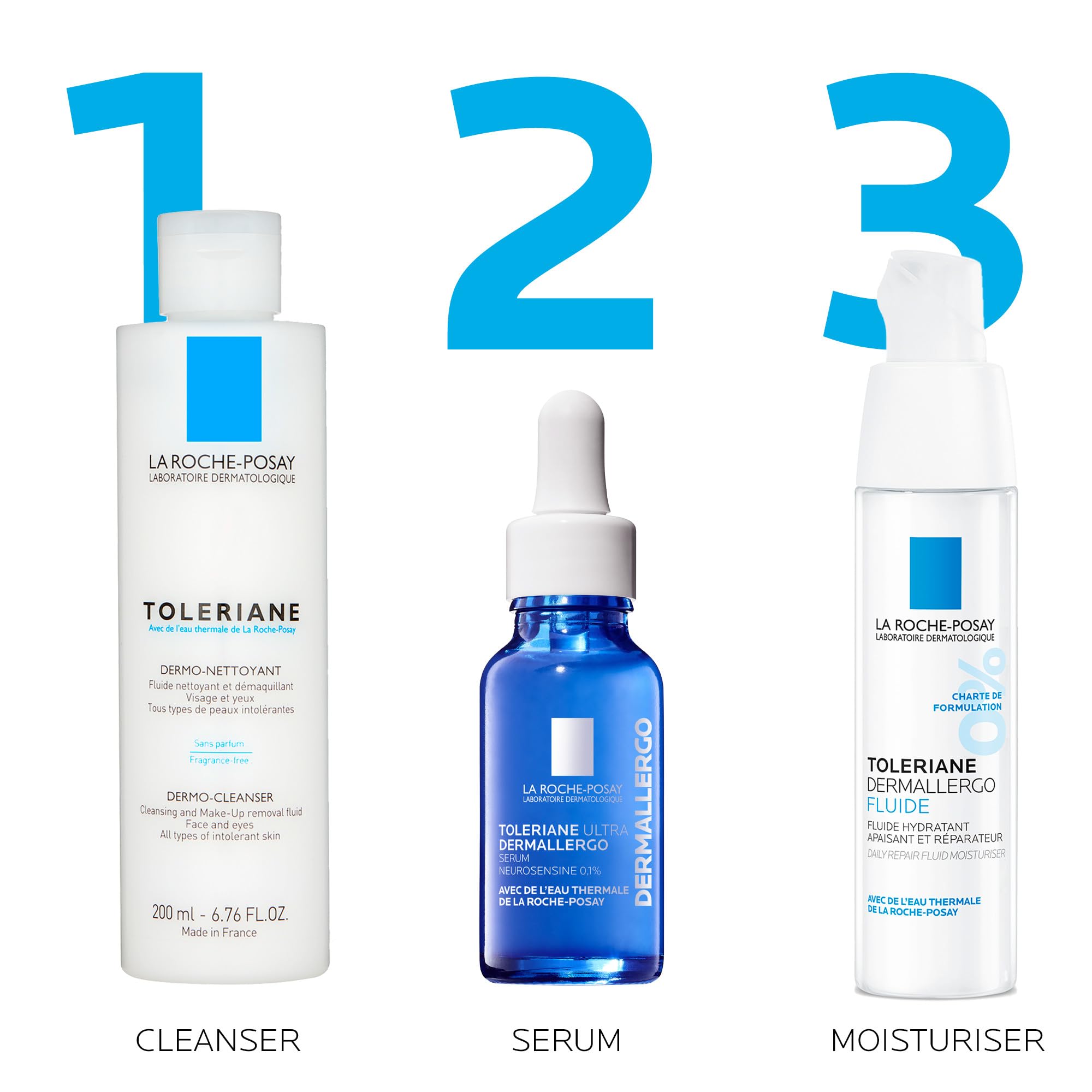 La Roche-Posay Toleriane Dermallergo, Fluido Viso e Occhi Lenitivo, Adatto a Pelli Allergiche, Azione Idratante, Formula con Sphingobioma, Neurosensine, Acqua Termale e Glicerina, 40ml