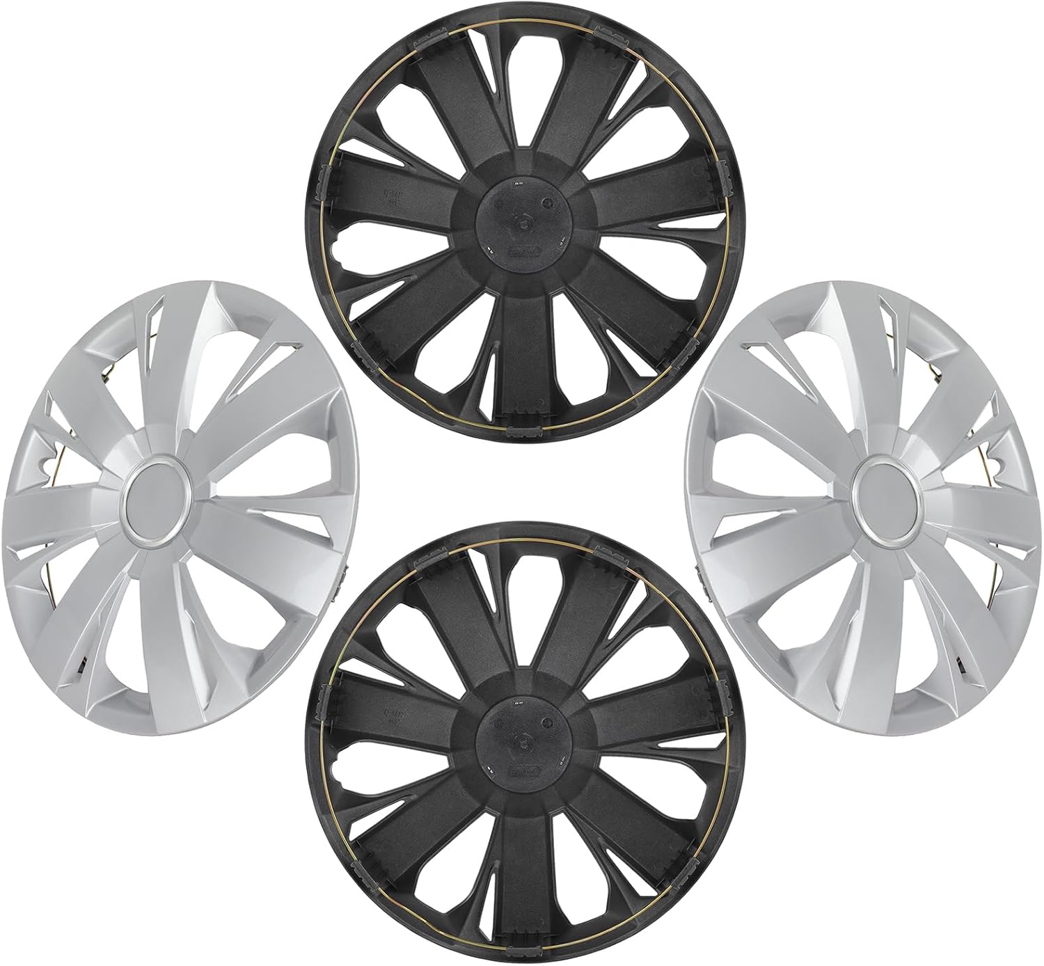 ROADFAR Plastic Silver OEM Steel Wheel Hubcaps Rim 15" Wheel Covers Sold as a Complete Set of 4