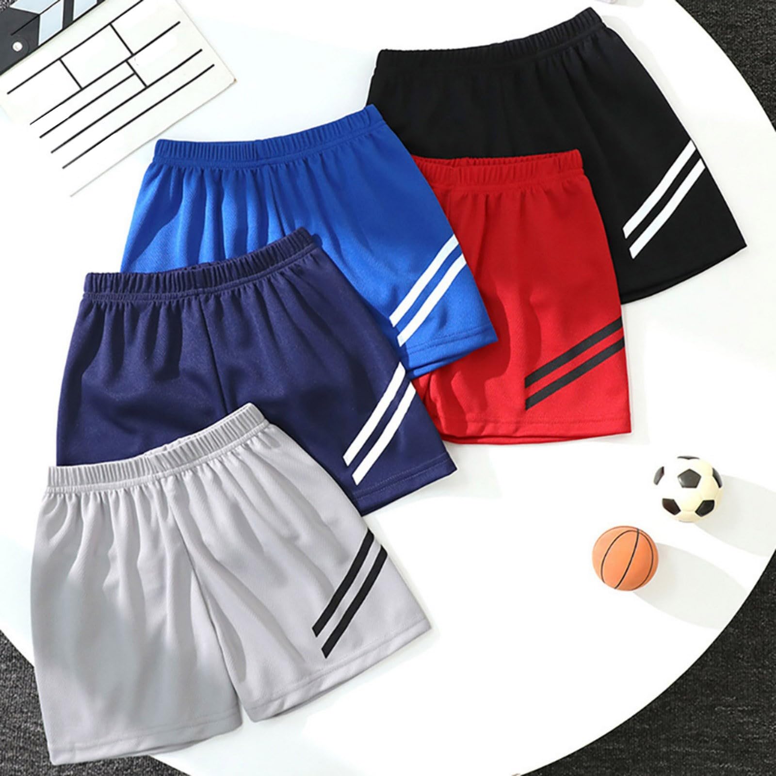 Generico 5 Pezzi Abbigliamento Bambino Sportivi Athletic Mesh Shorts with Pockets Pantaloncini Corti con Leggings Leggeri Traspiranti Pants Casual Pantalone