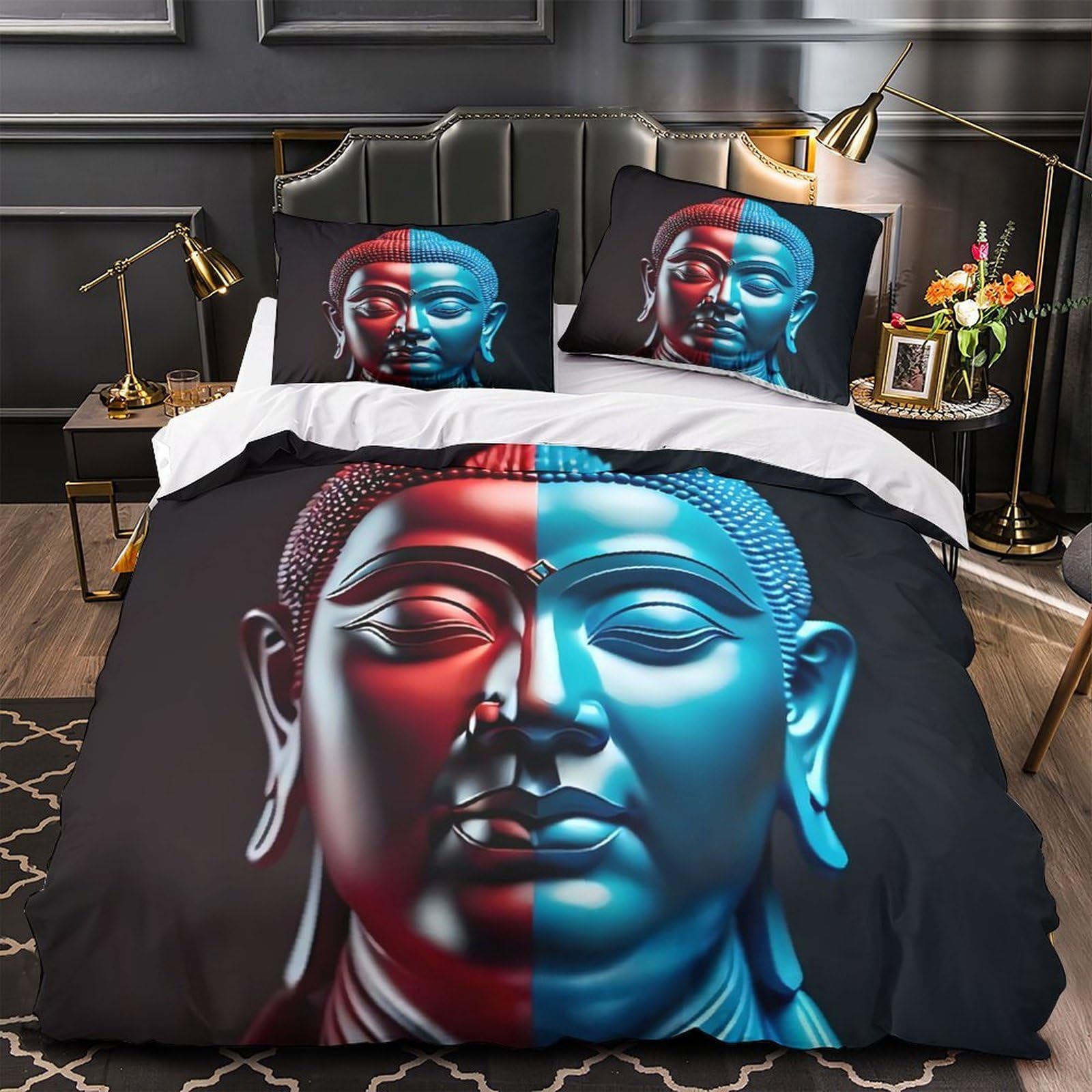 Housse de couette Boxer 260x220cm en microfibre avec parure vintage