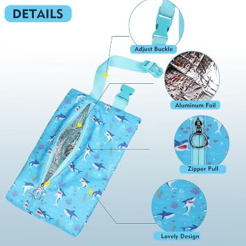 Insulated Snack Bag, Freezable Small Cooler Bag with Zipper and Adjustable Buckle, Rectangular Thermal Cooler Bag