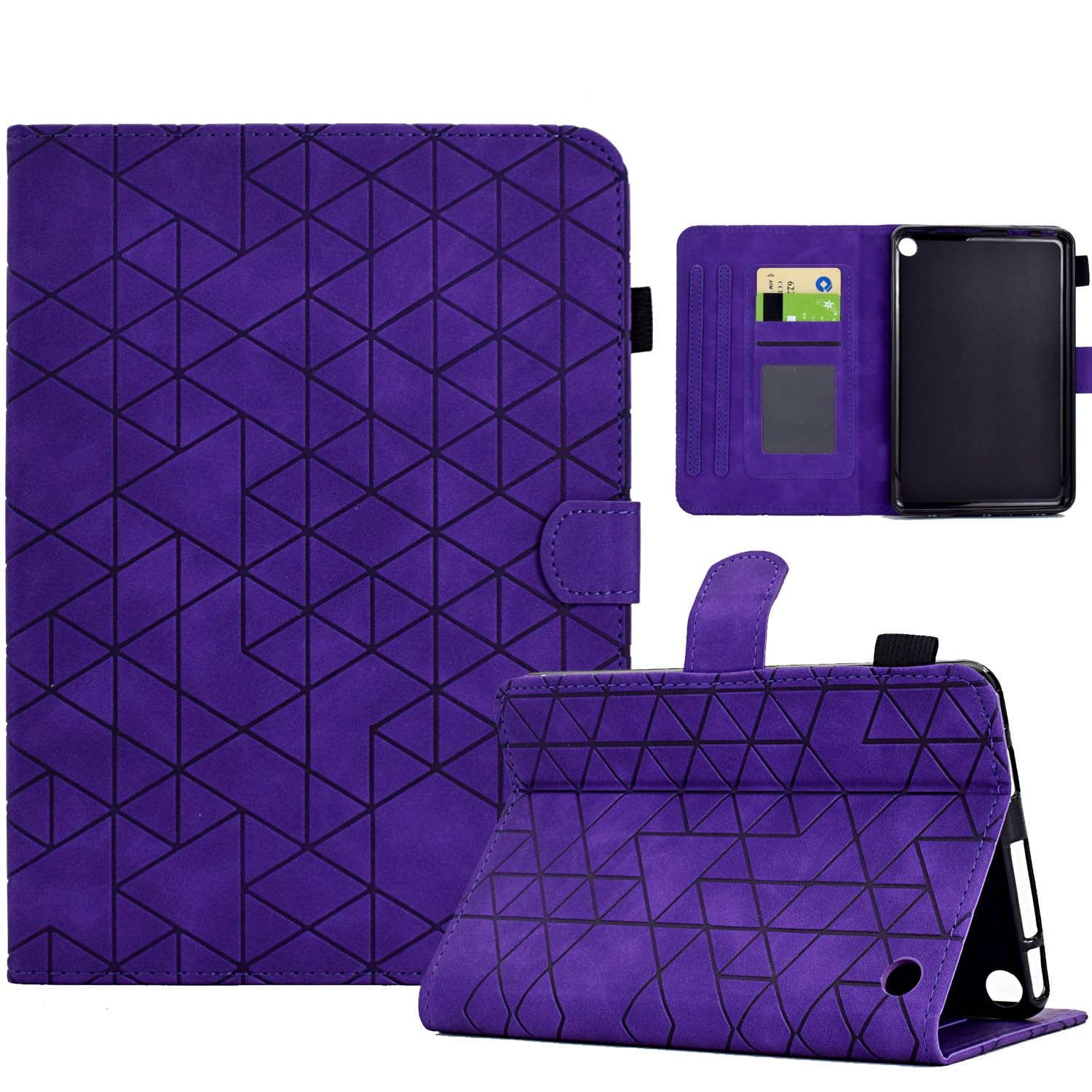 Funda para tableta Kindle Fire 7 2022 con soporte multiángulo y cuero protector 8
