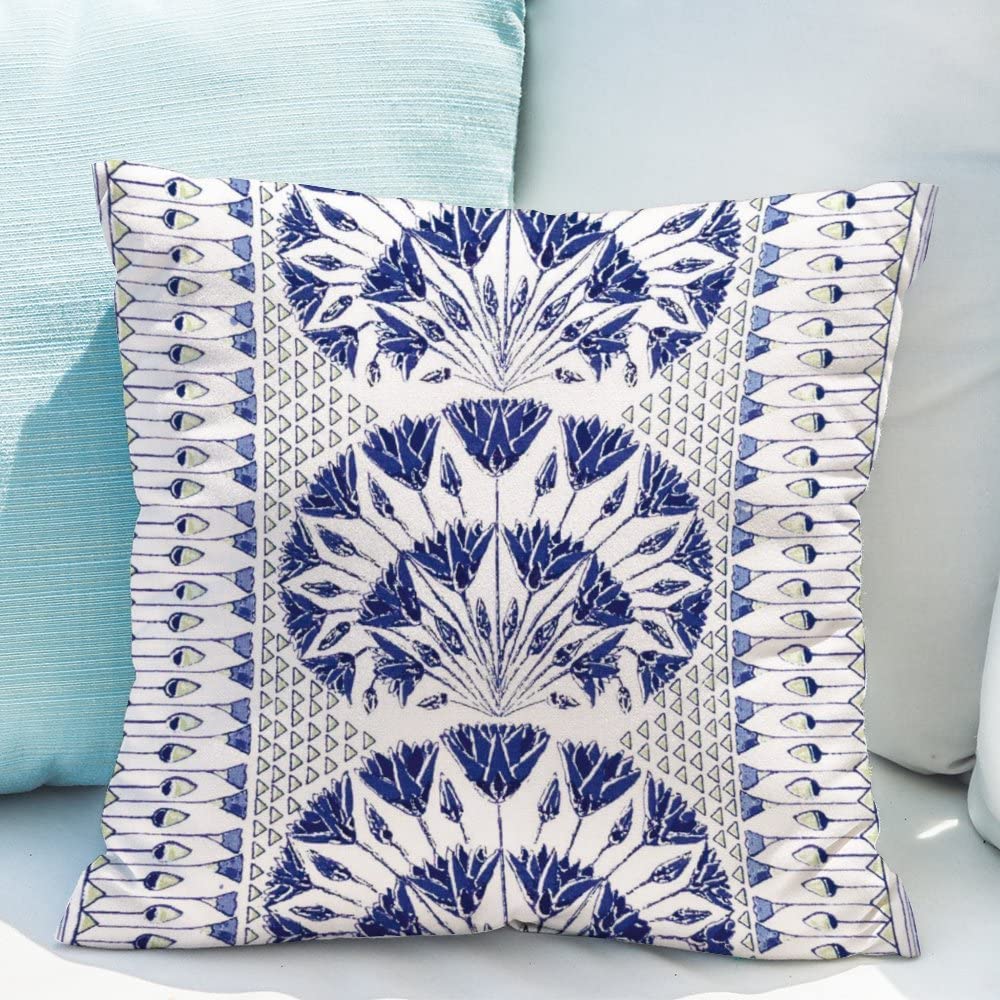 Amazon.com: Blue and White Cushion Cover Thibaut Cairo Pillow