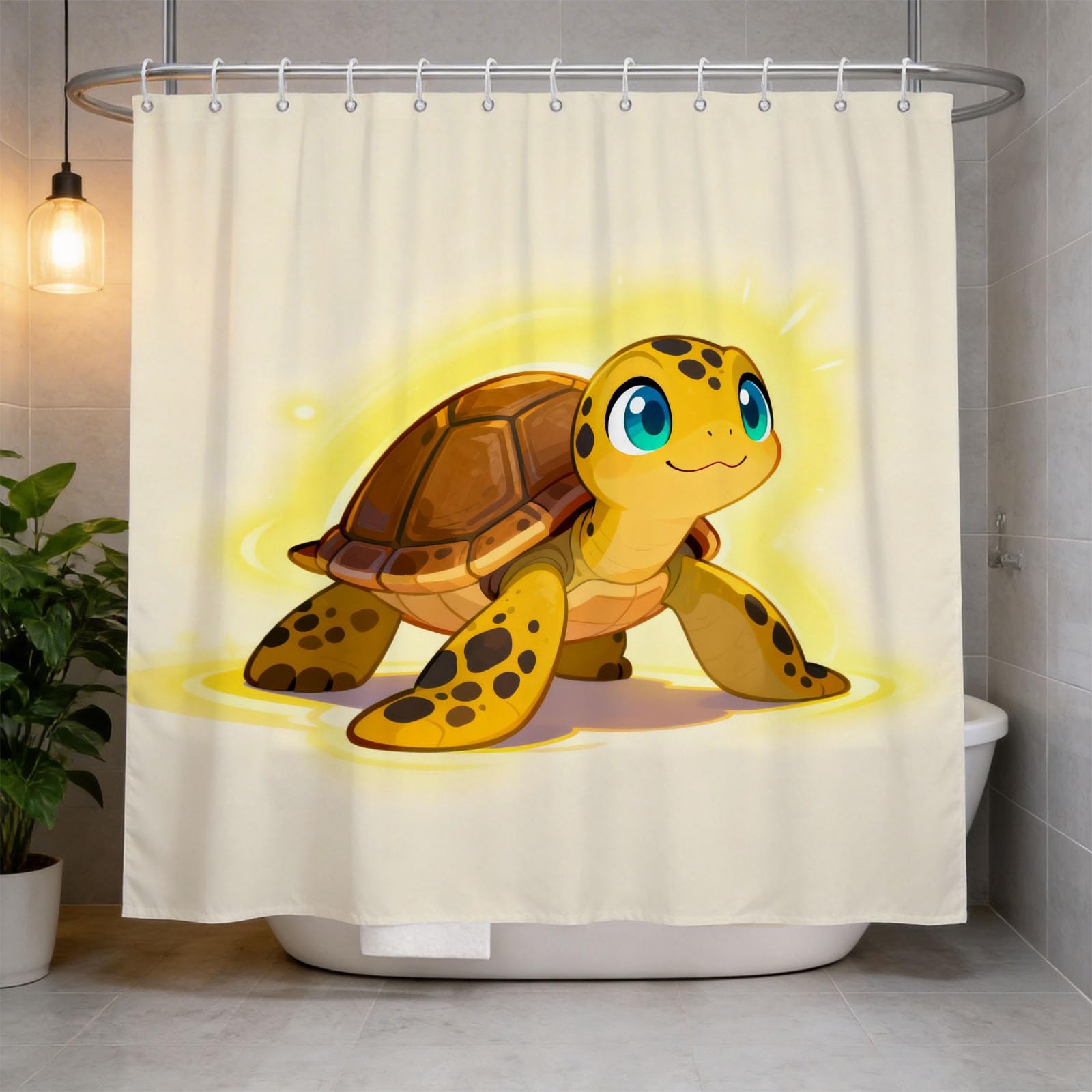Hongduo 3D Cute Sea Turtle Shower Curtain for Stalls Bathtubs Animal Bathroom Decor Shower Curtain Set Polyester Fabric Waterproof 180x200cm/71X79 Inch with Hooks